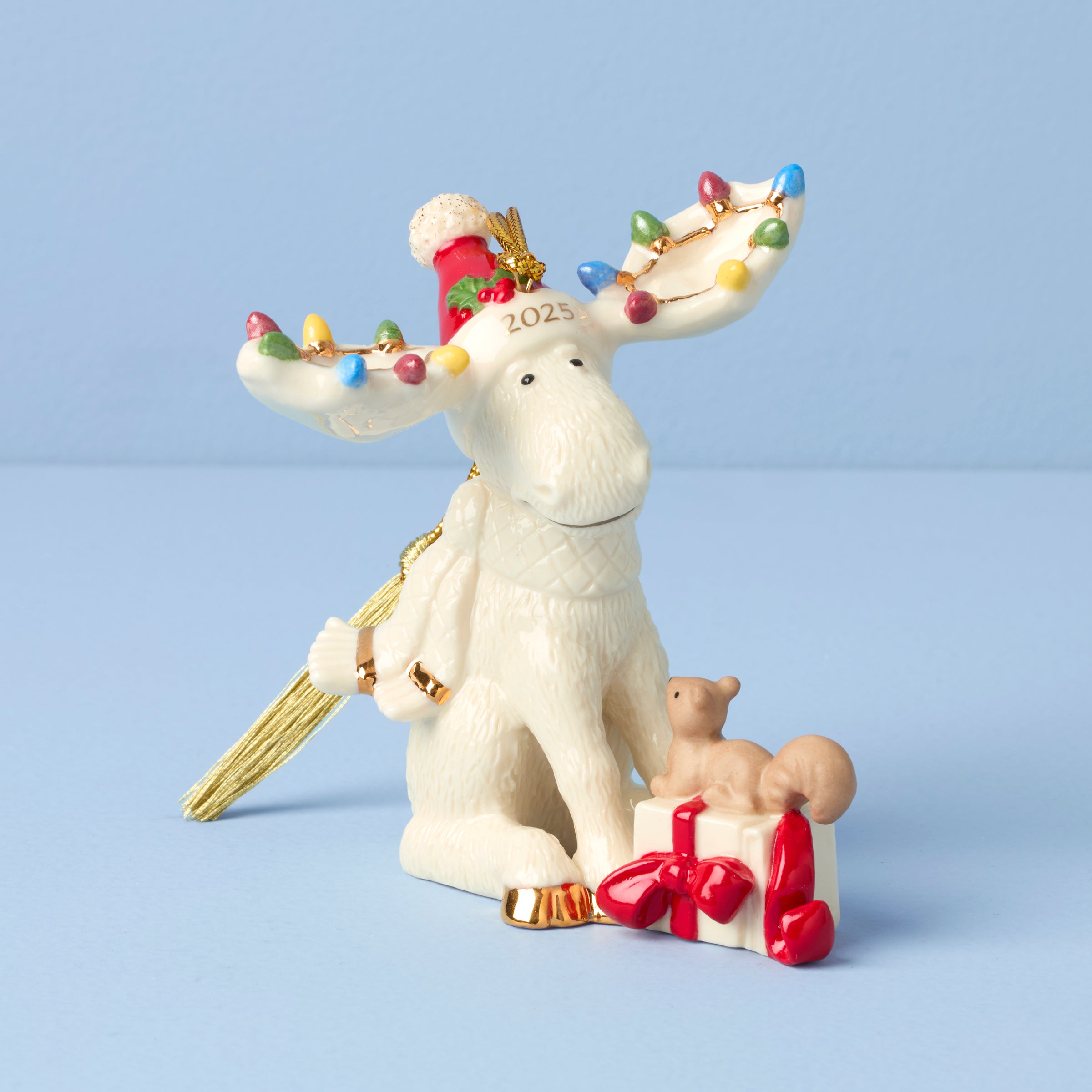 Marcel The Moose Christmas Ornament with Light-Up Antlers