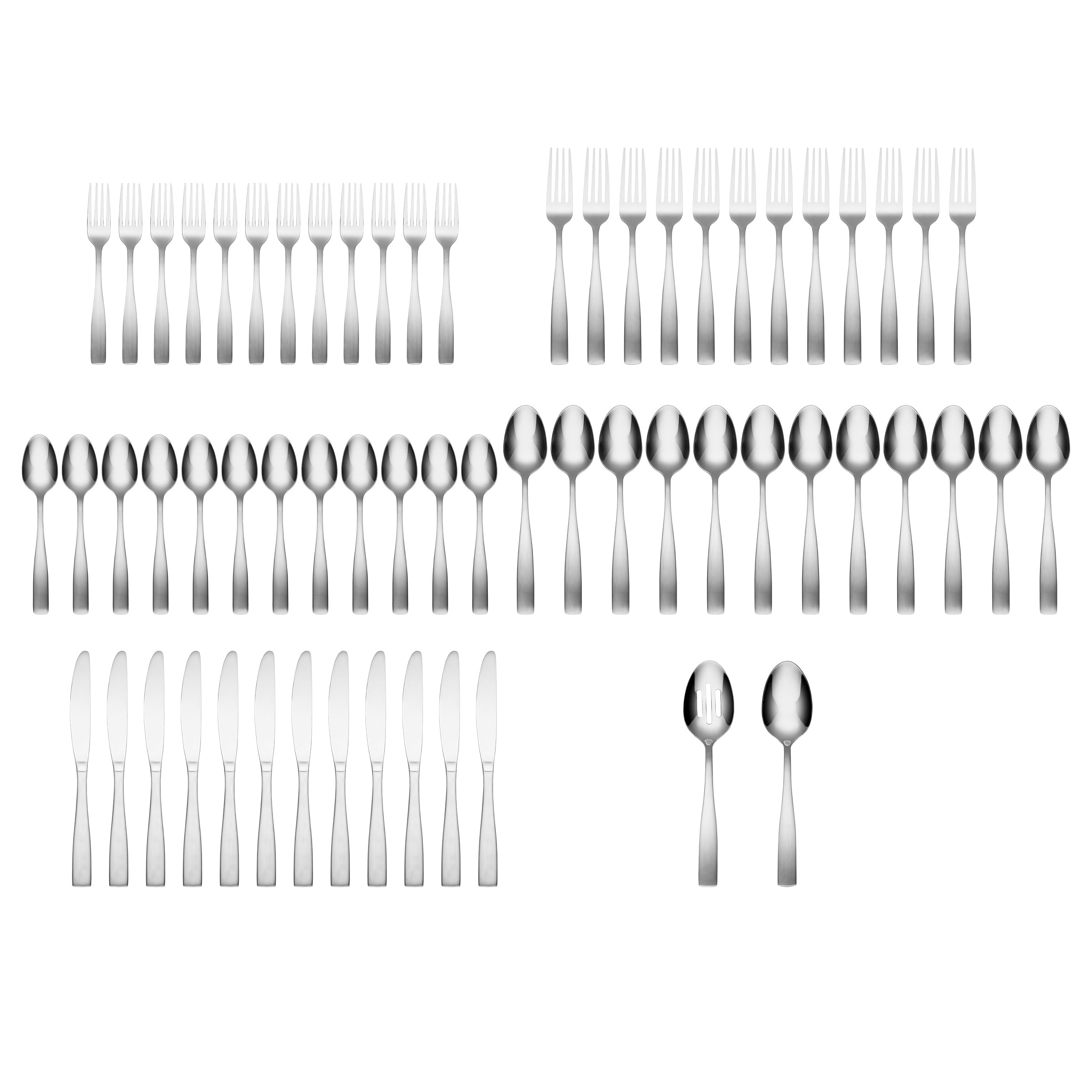 Madison 62-Piece Flatware Set with Wood Tray - Satin Finish