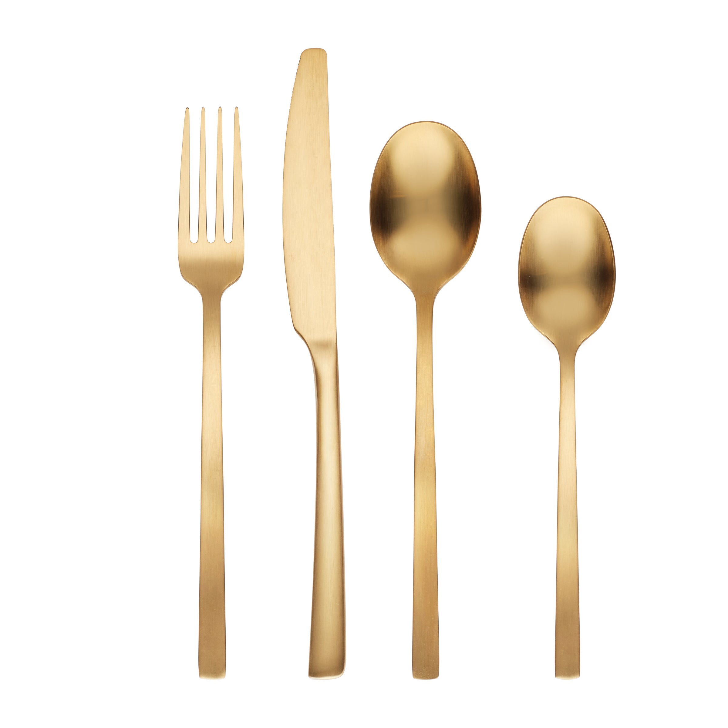 Beacon Gold Satin Flatware Set - 16 Piece Modern Cutlery
