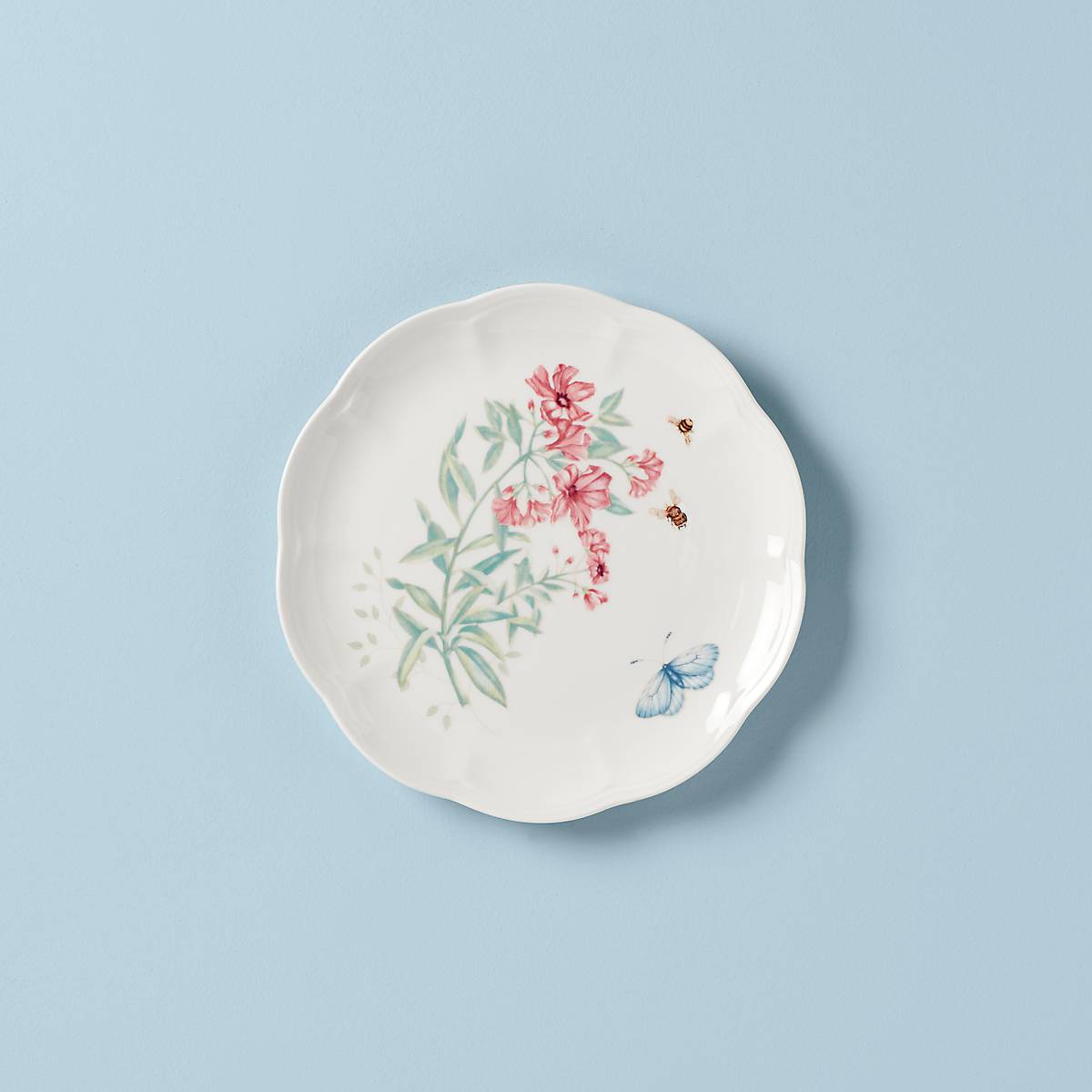 Butterfly Meadow Ceramic Accent Plate with Floral Design - 9"
