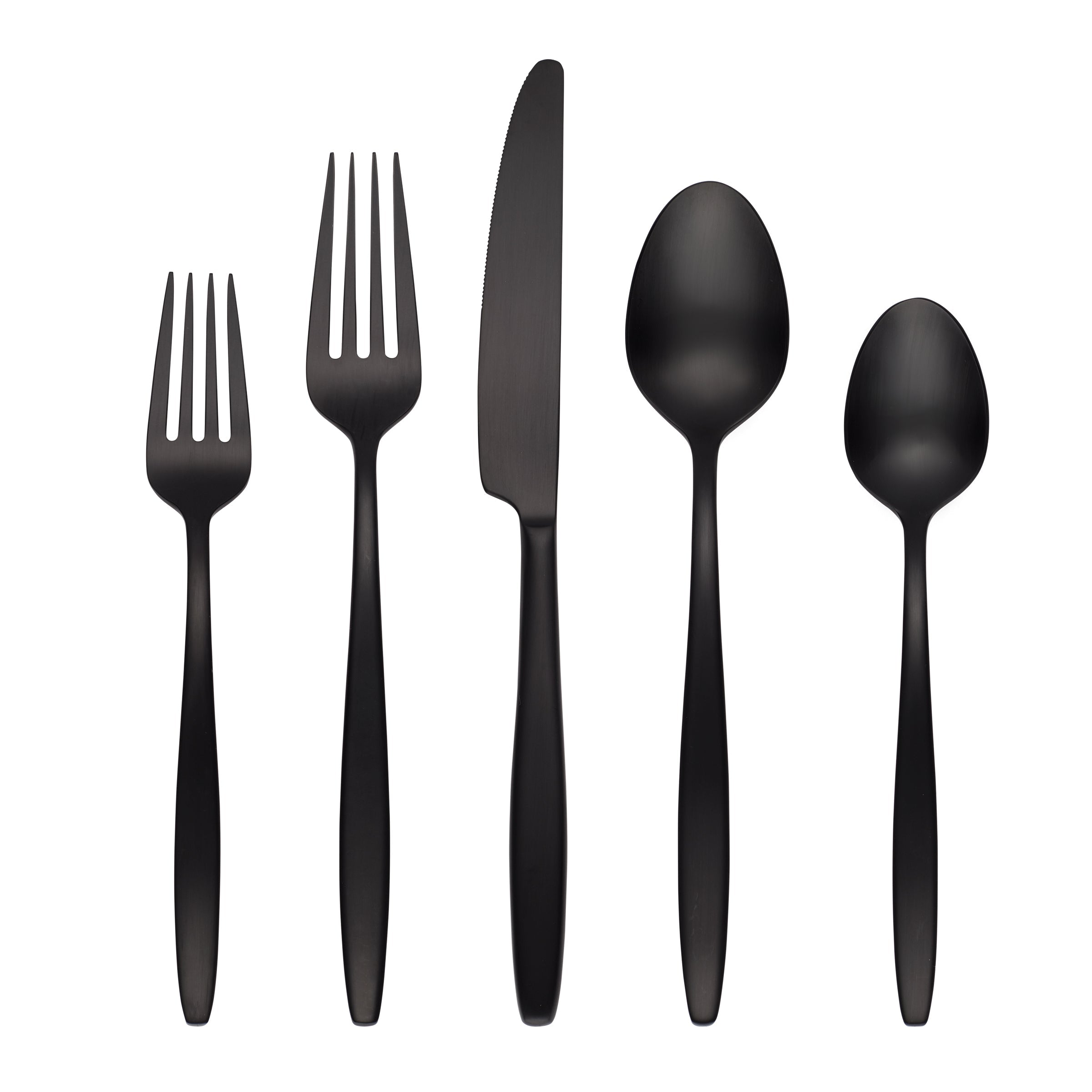 Nylah Black Satin Flatware Set - 20 Piece Elegant Dining Cutlery