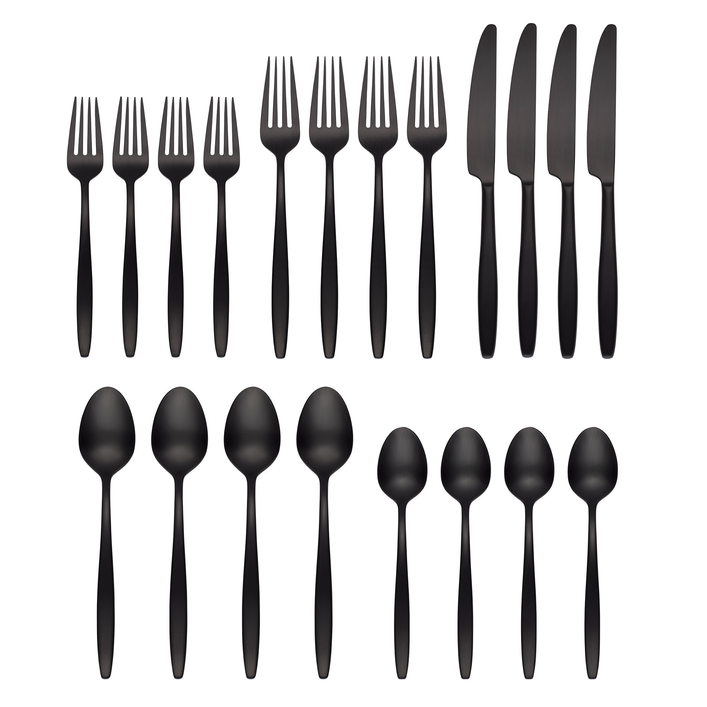 Nylah Black Satin Flatware Set - 20 Piece Elegant Dining Cutlery