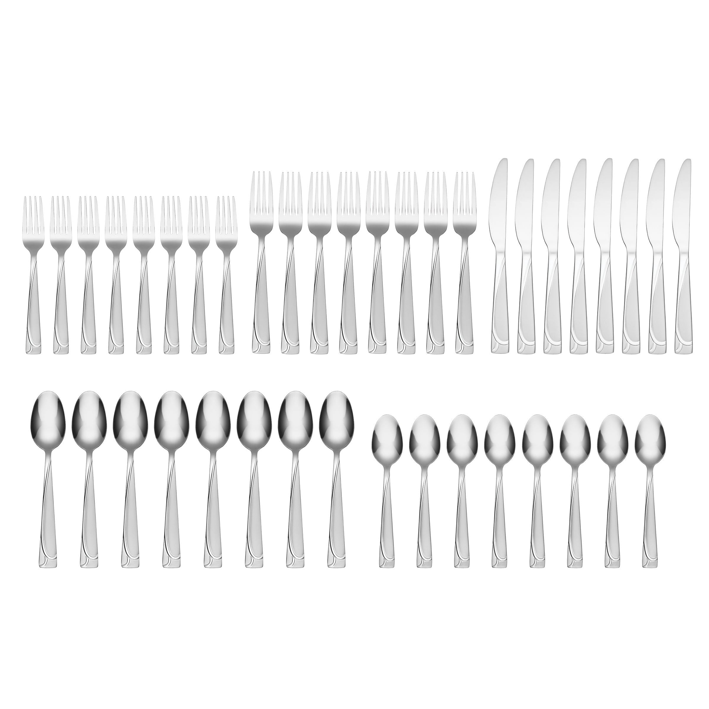 Mena Frost 40-Piece Flatware Set with Chrome Caddy - Service for 8