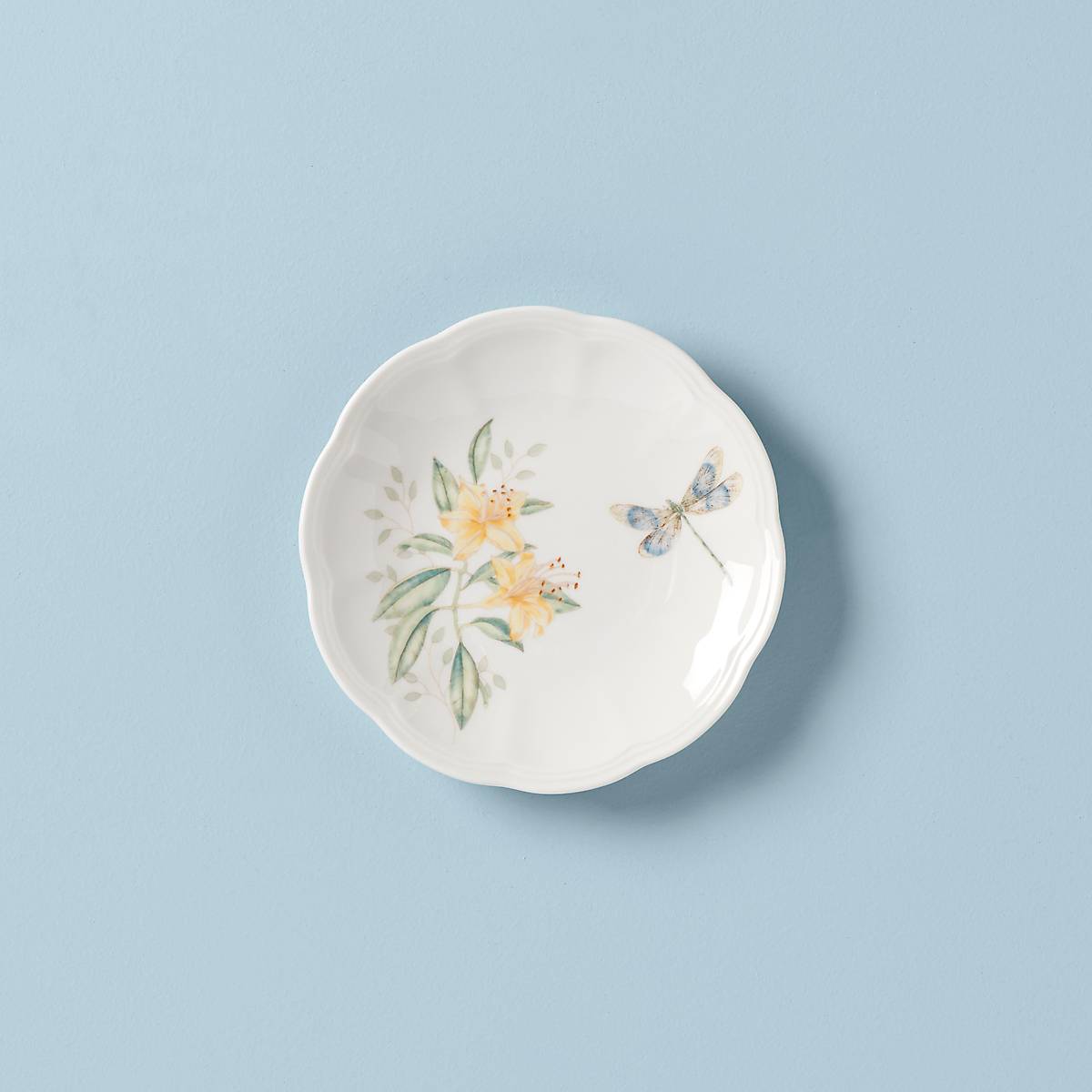 Butterfly Meadow Porcelain Tidbit Plate with Scalloped Edges