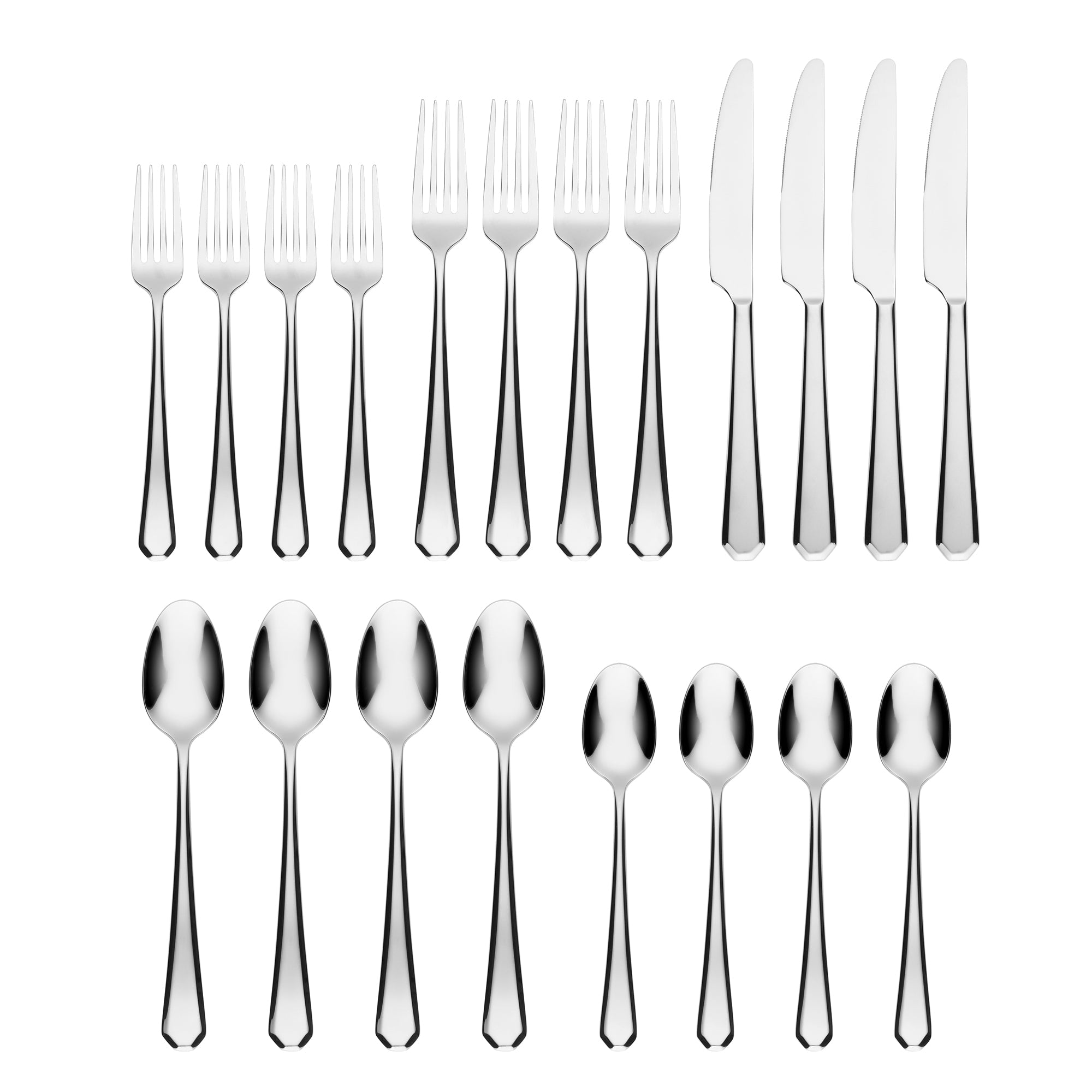 Geo 20-Piece Flatware Set with Geometric Edges – Modern Cutlery