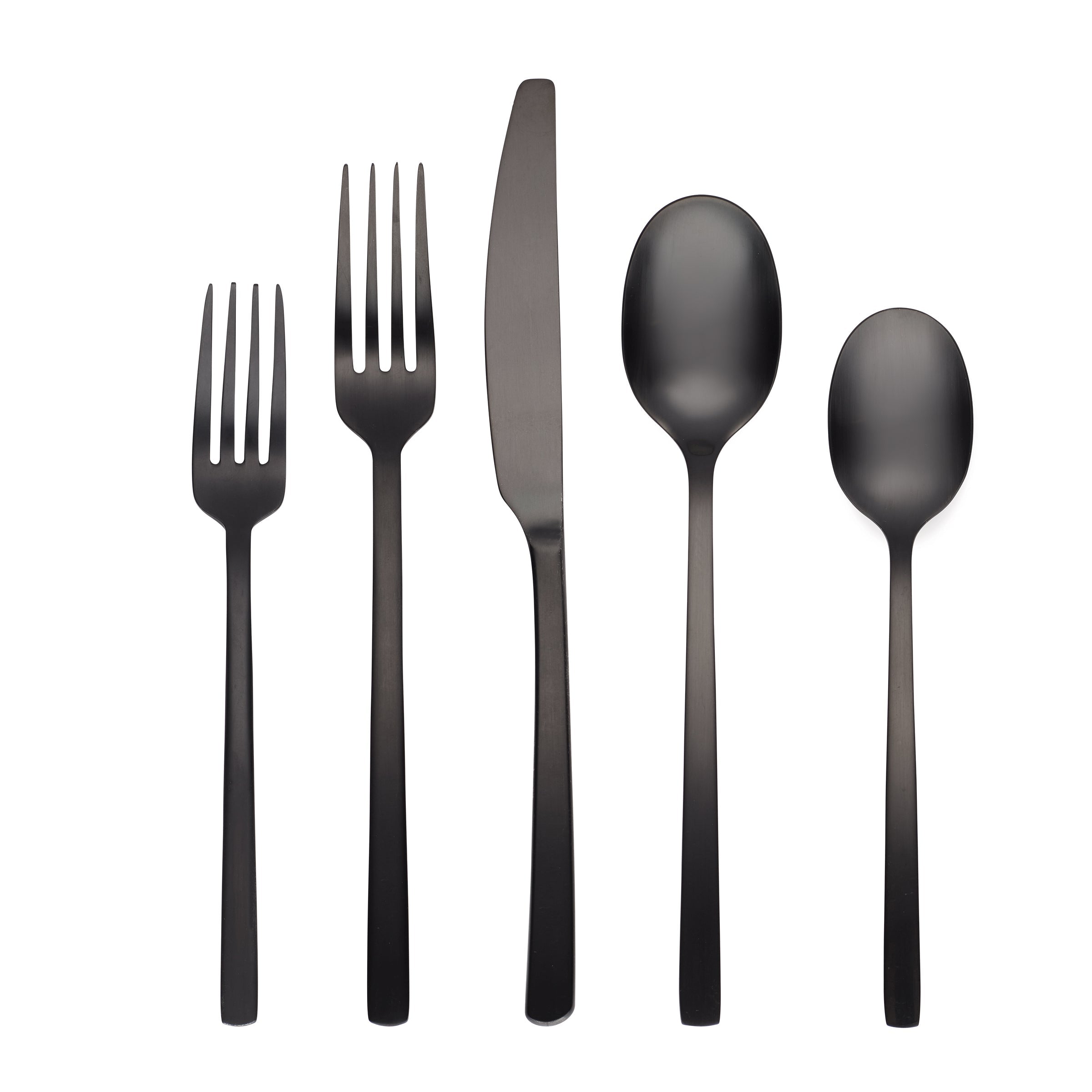 Black Satin Flatware Set - 20-Piece Modern Cutlery for 4