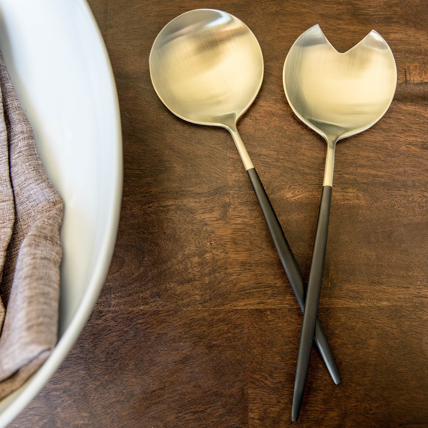 Black & Champagne Gold Scandinavian Serving Set - 2 Piece