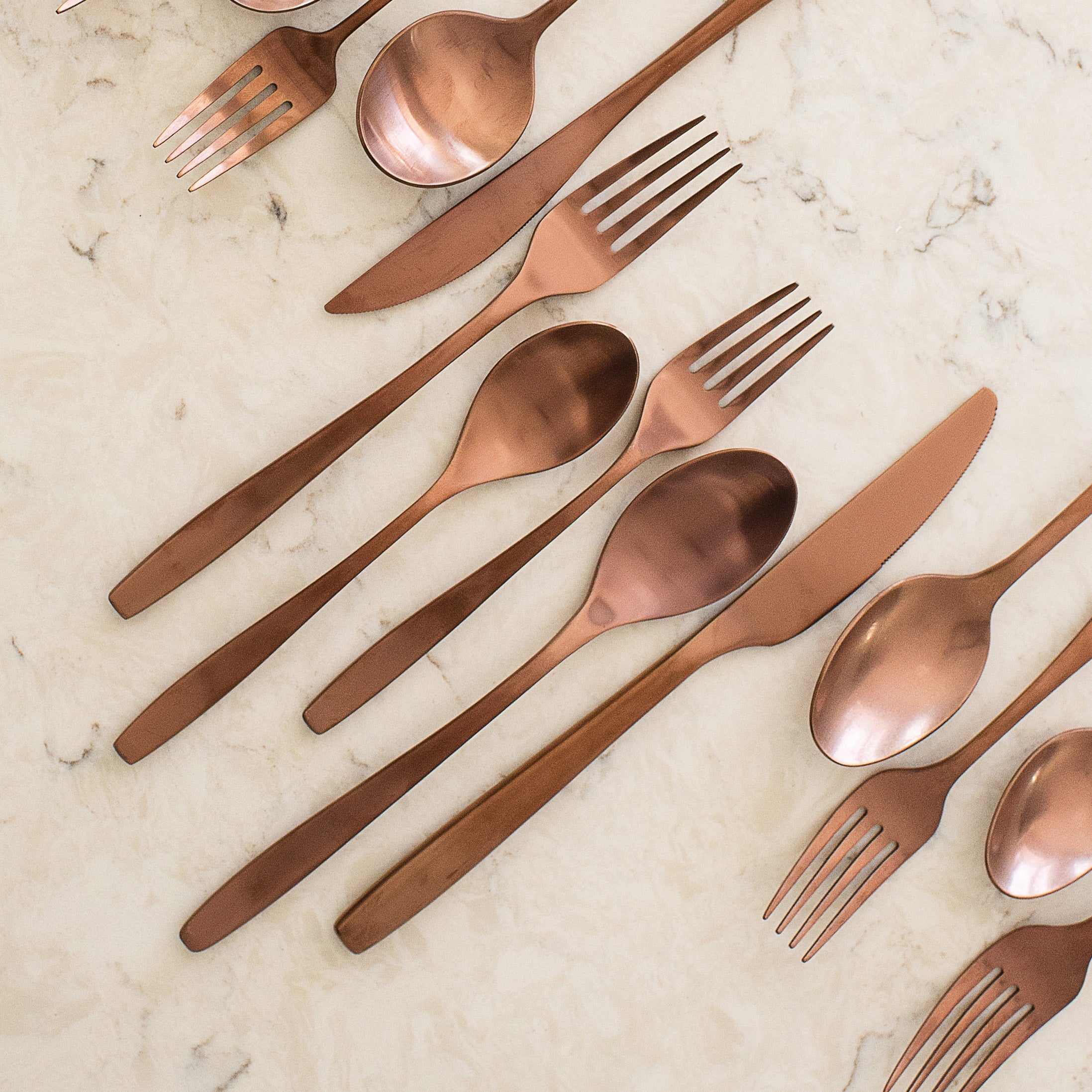 Averie 20-Piece Copper Flatware Set - Satin Finish Service for 4