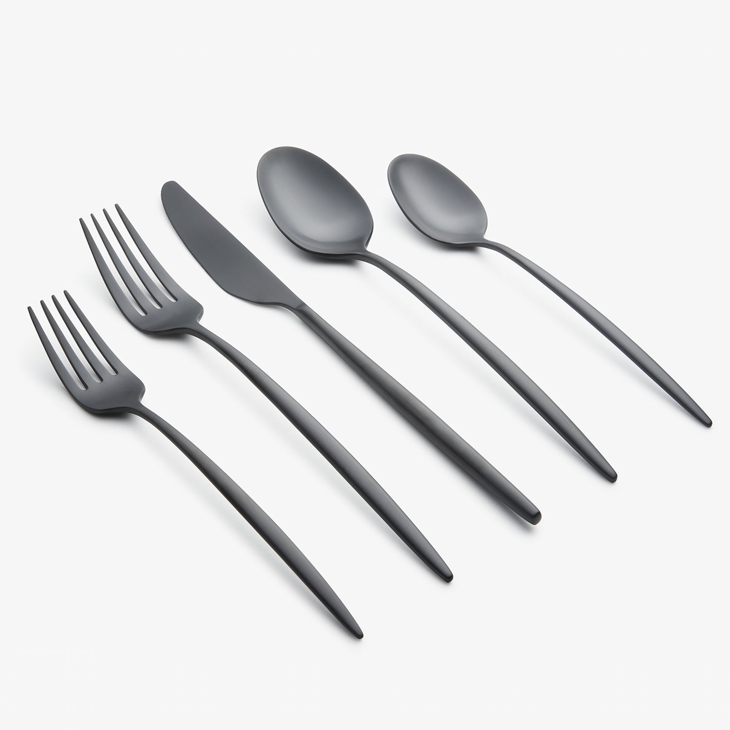 Black Satin Flatware Set - 20-Piece Scandinavian Modern Cutlery