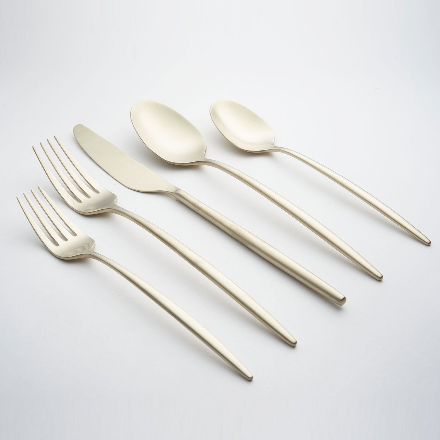 Champagne Gold Flatware Set - 20-Piece Scandinavian Satin Finish