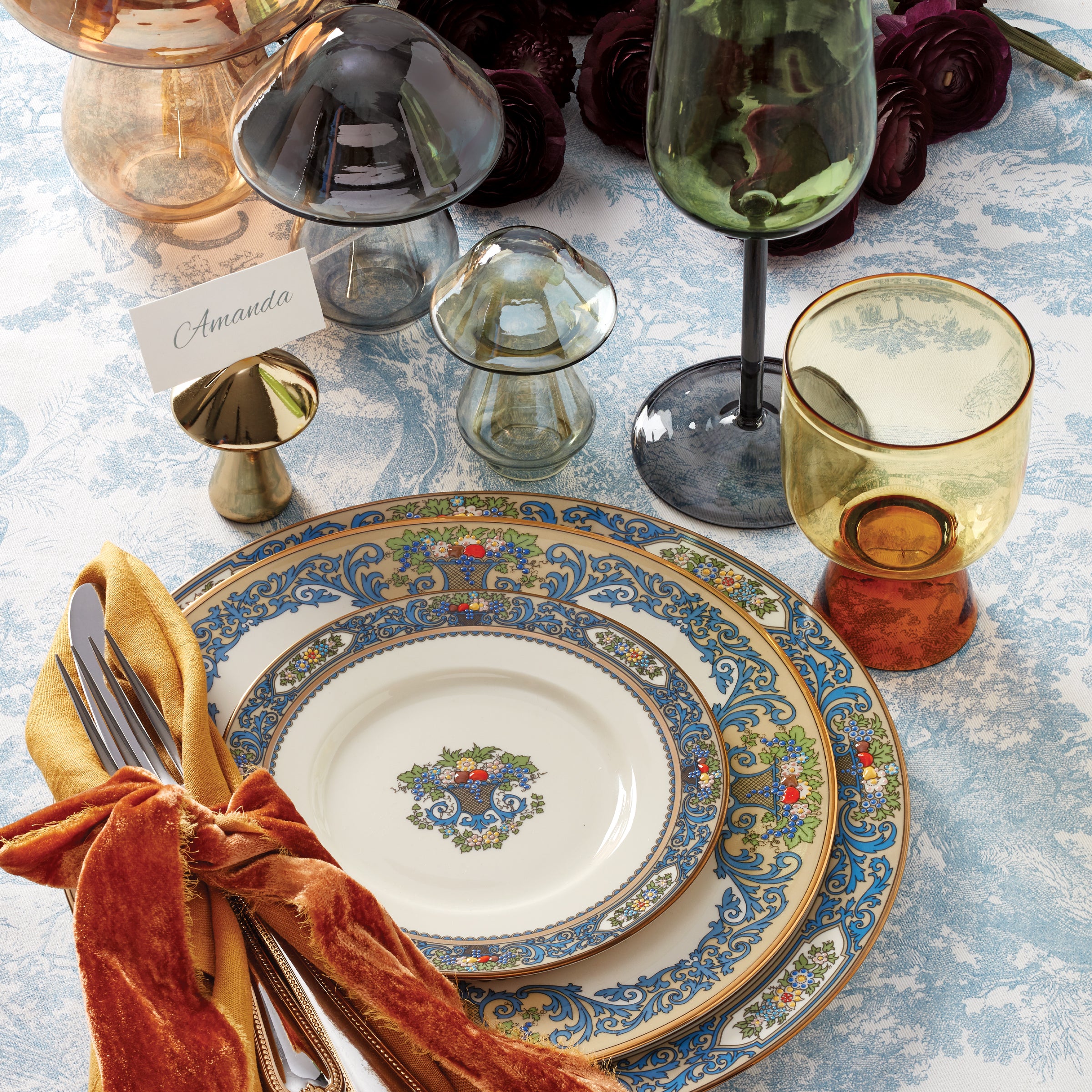 Autumn Porcelain Accent Plate with Gold & Enamel Dots