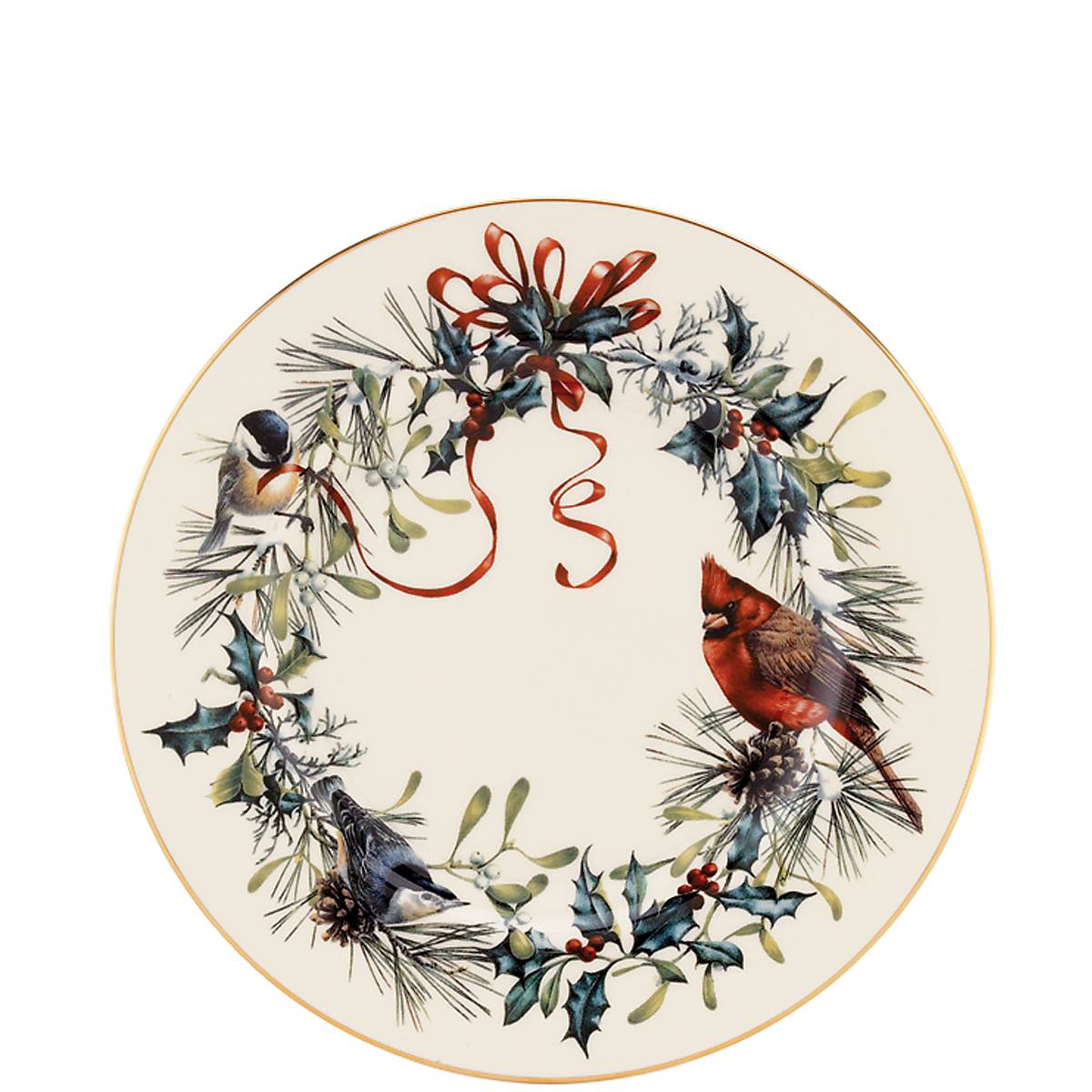 Winter Greetings Porcelain Salad Plate with 24k Gold Accents