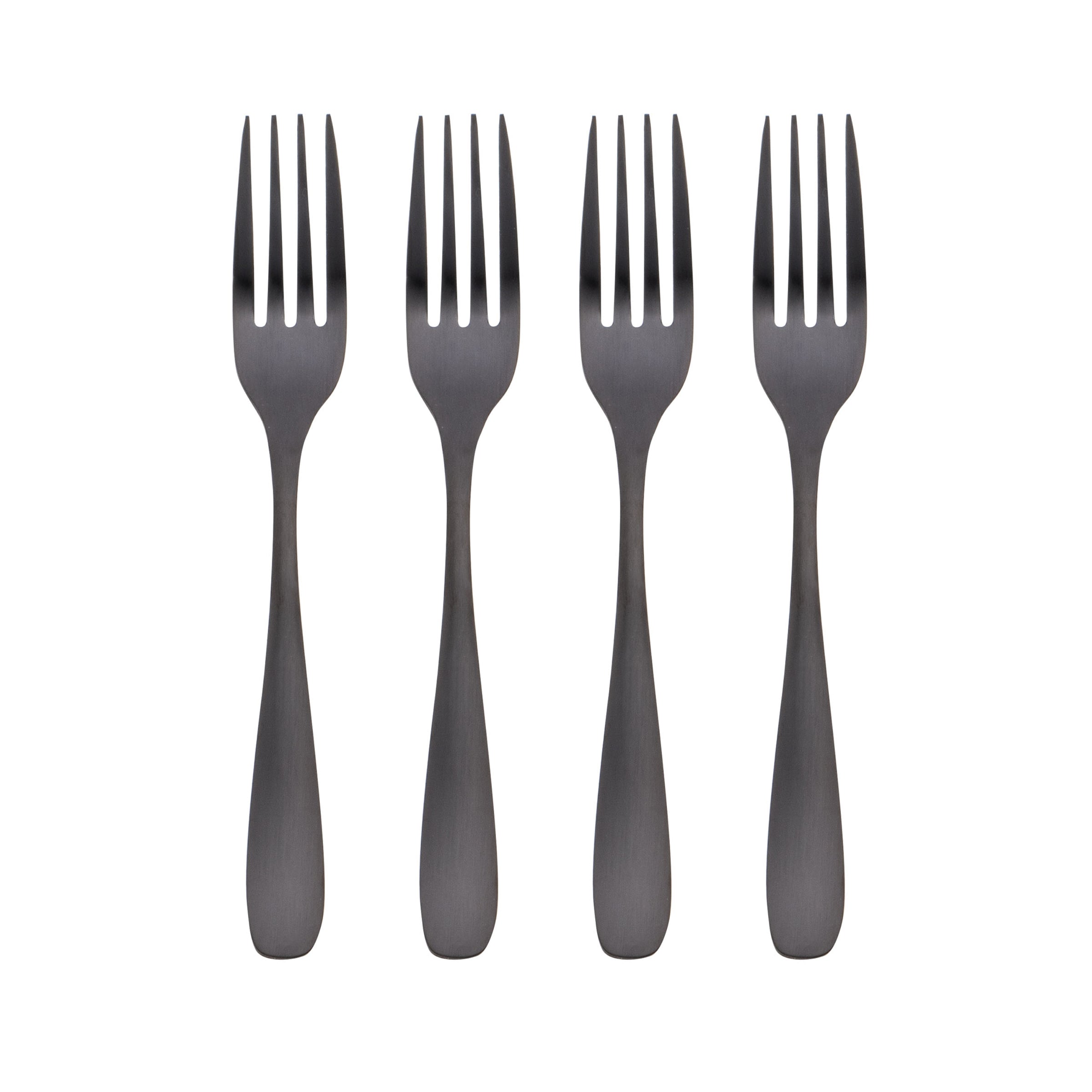 Eliana Black Satin Salad Forks - Set of 4 Elegant Pieces