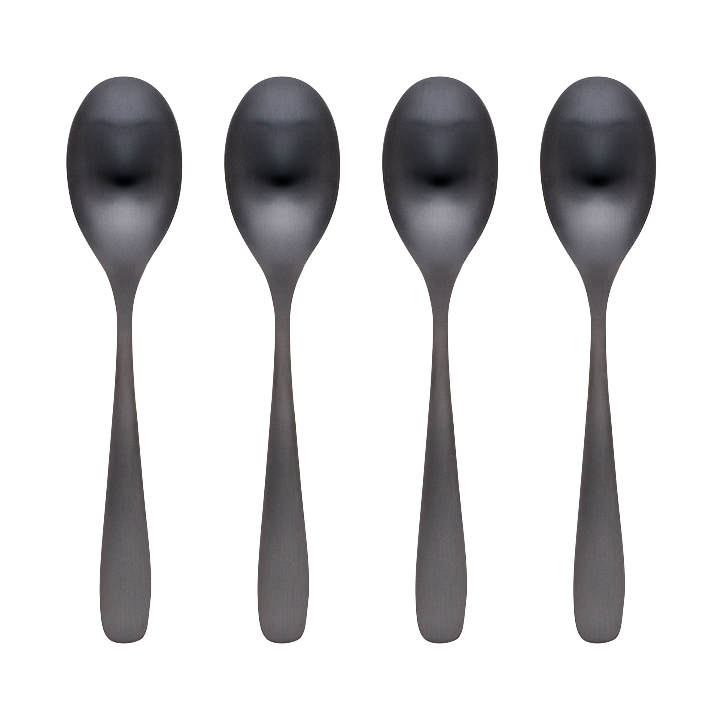 Black Satin Dinner Spoons - Eliana Set of 4 for Stylish Dining