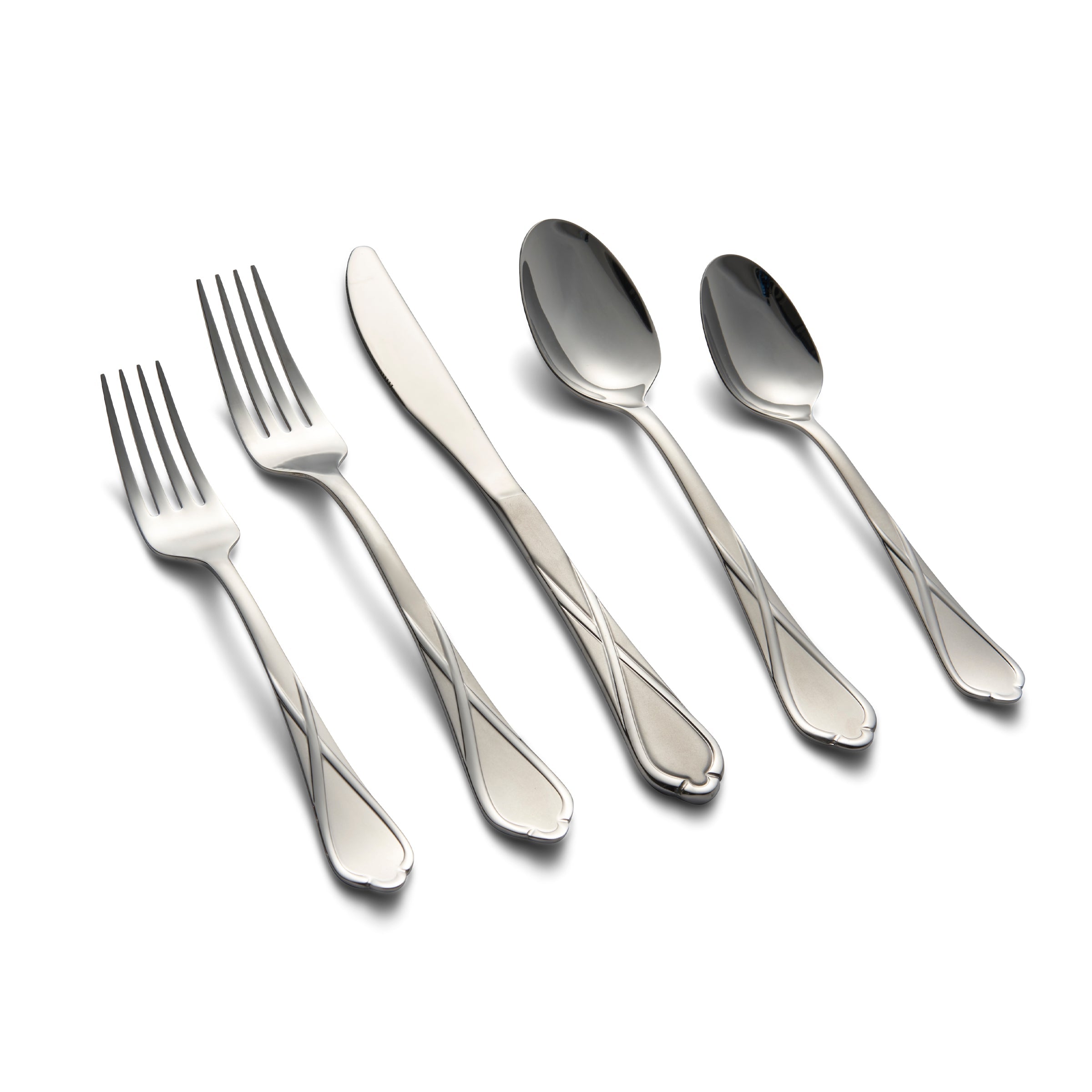 Heather Sand 20-Piece Flatware Set with Ribbon Design