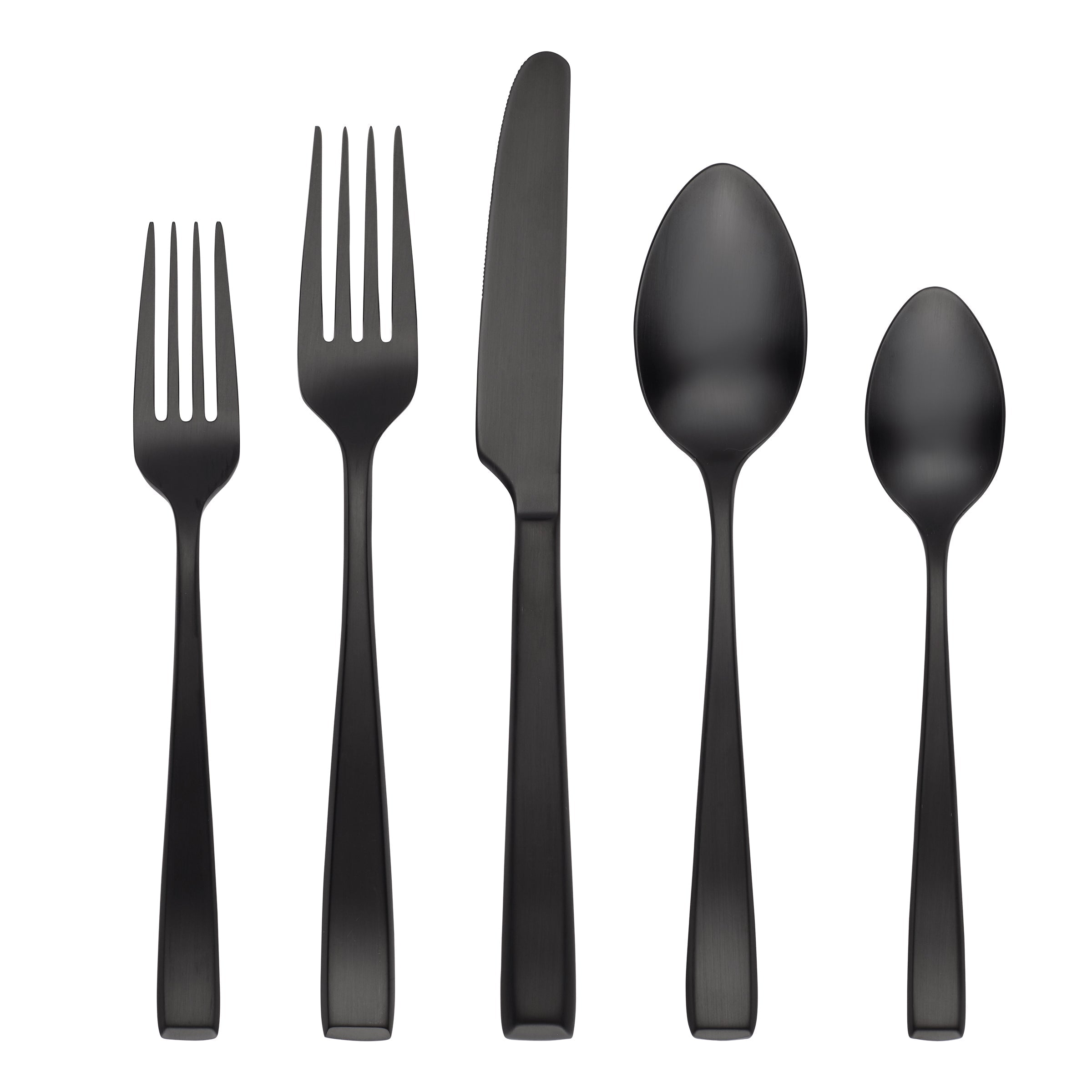 Samira 20-Piece Black Satin Flatware Set for 4