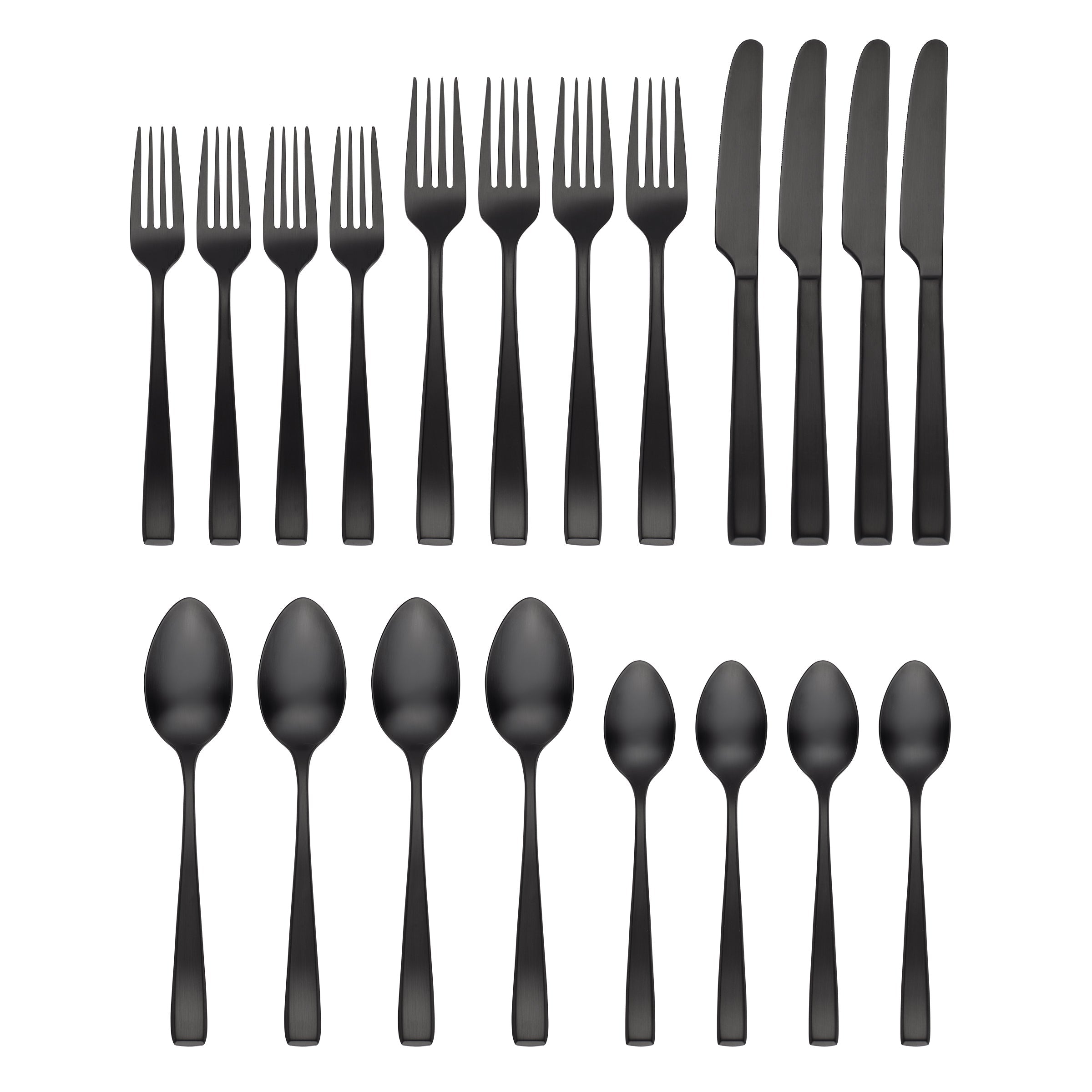 Samira 20-Piece Black Satin Flatware Set for 4