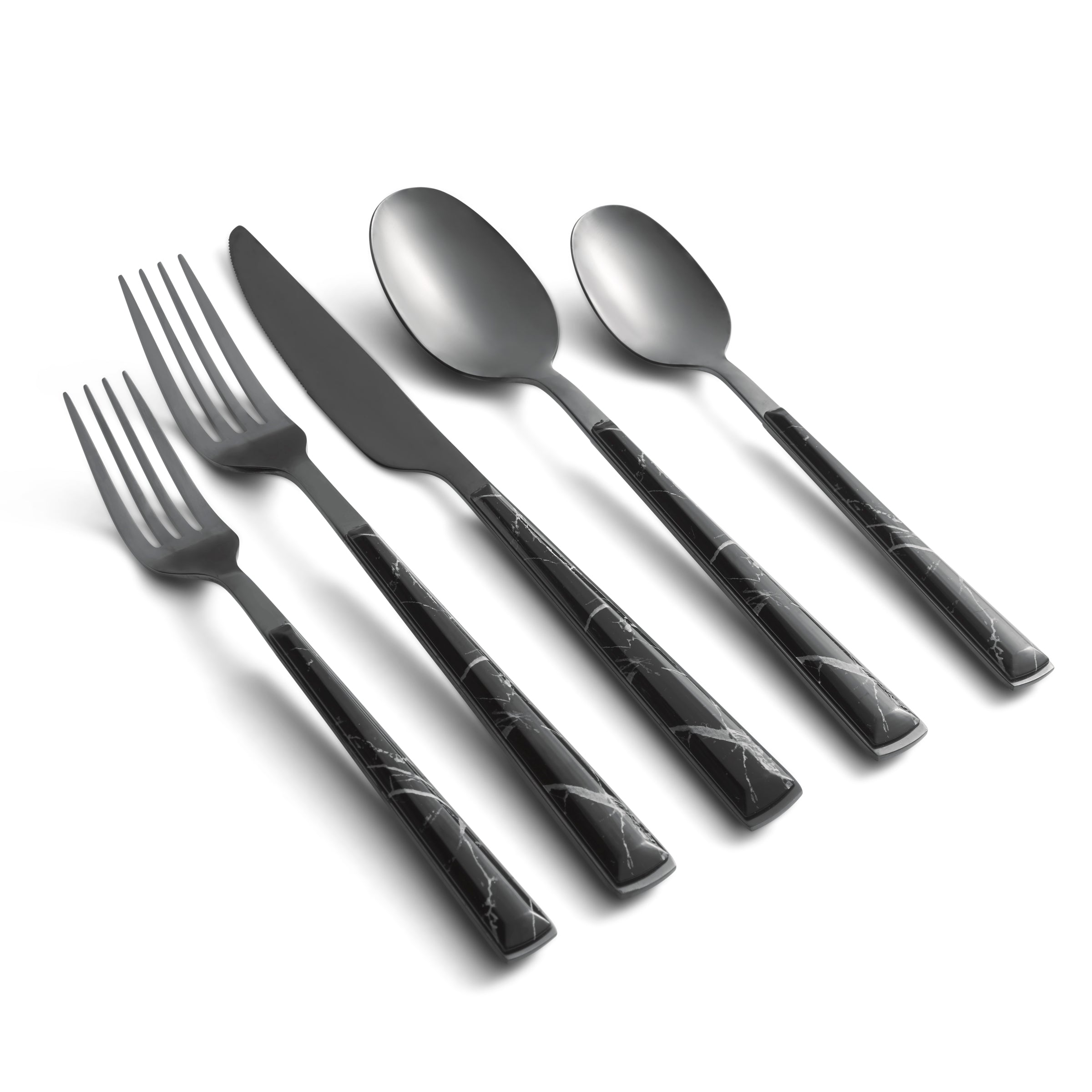 Eivin 20-Piece Flatware Set with Black Marble Handle