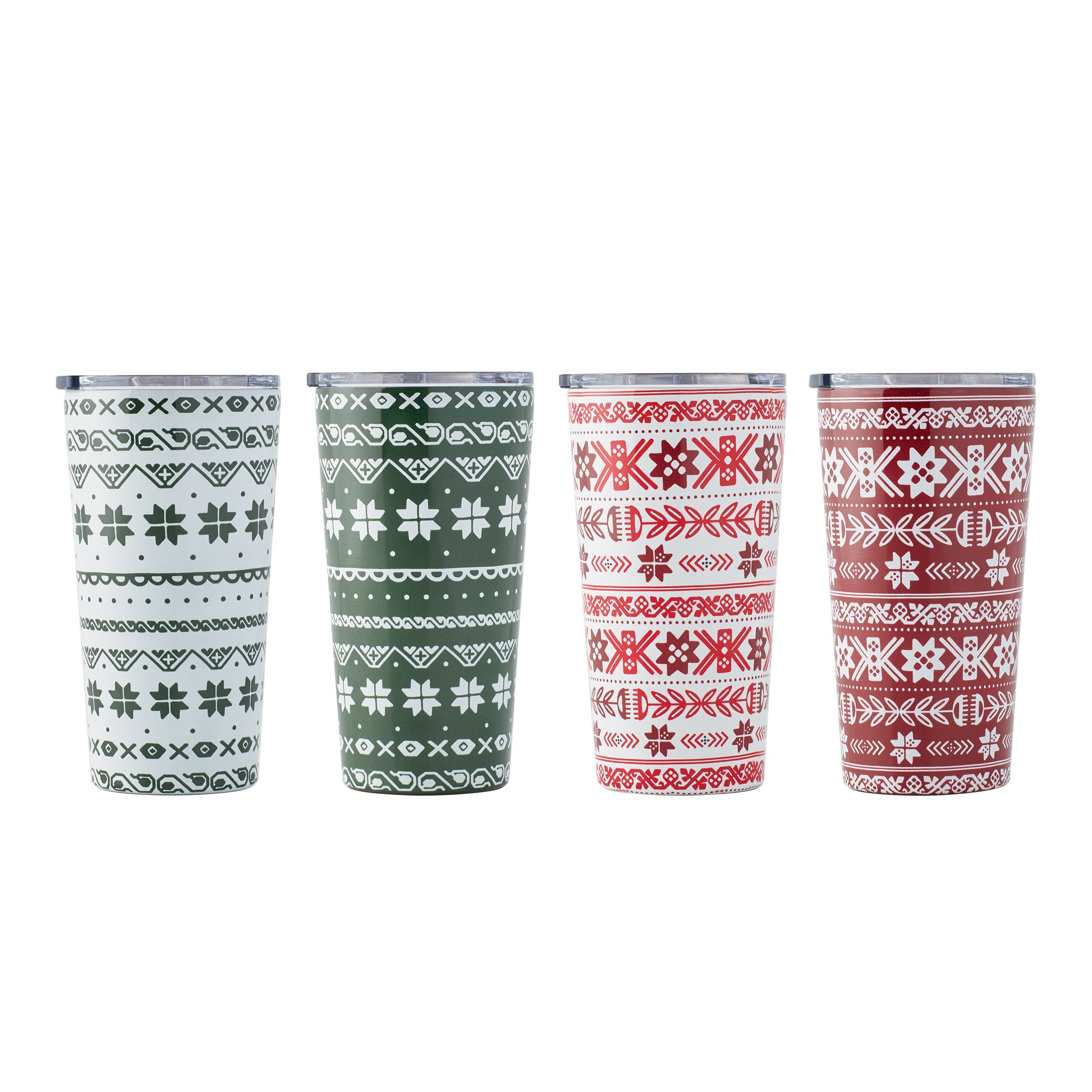 Stainless Steel Highball Tumblers Set of 4 with Anti-Spill Lids