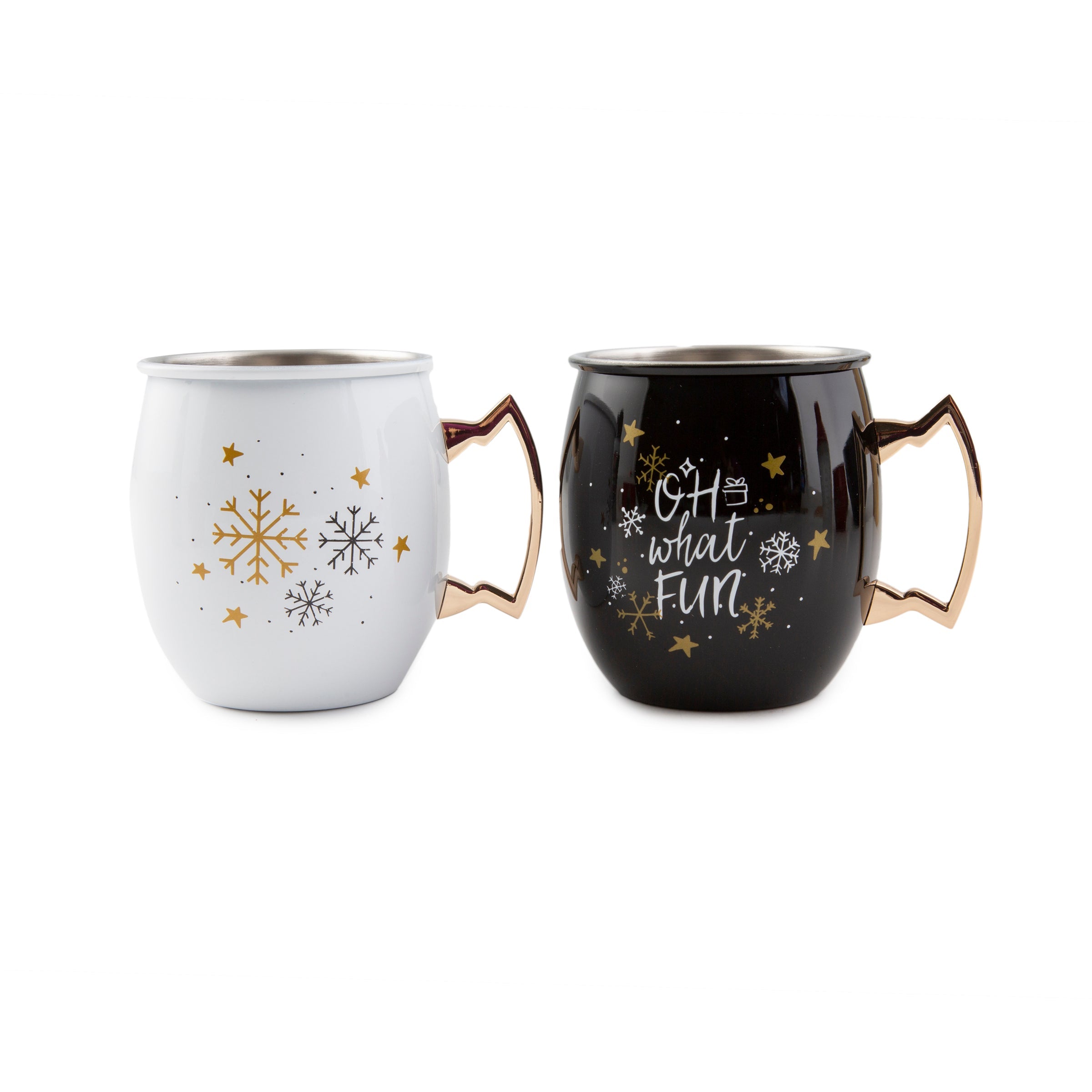 Holiday Moscow Mule Mugs Set - Oh What Fun Design - 2 Pack