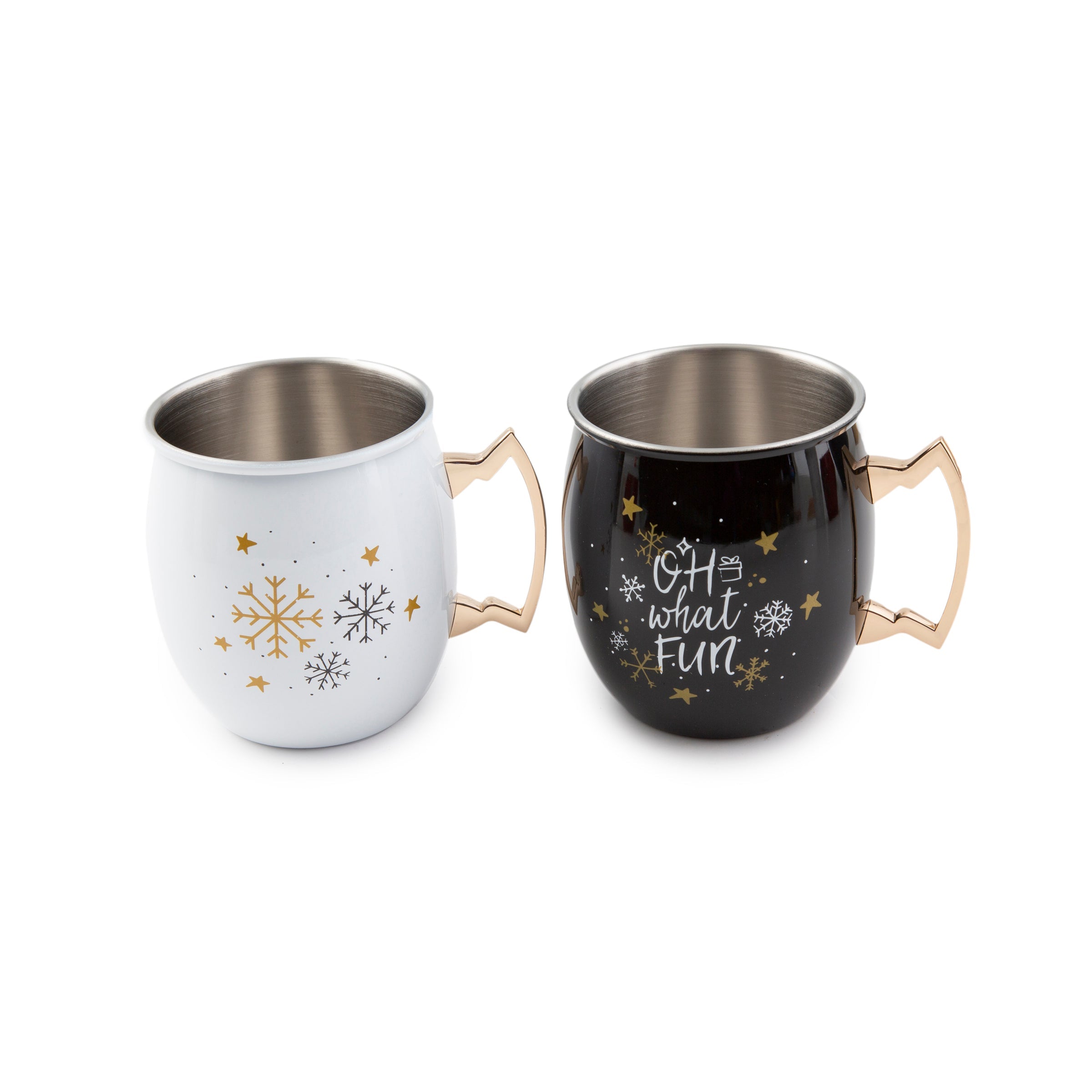 Holiday Moscow Mule Mugs Set - Oh What Fun Design - 2 Pack