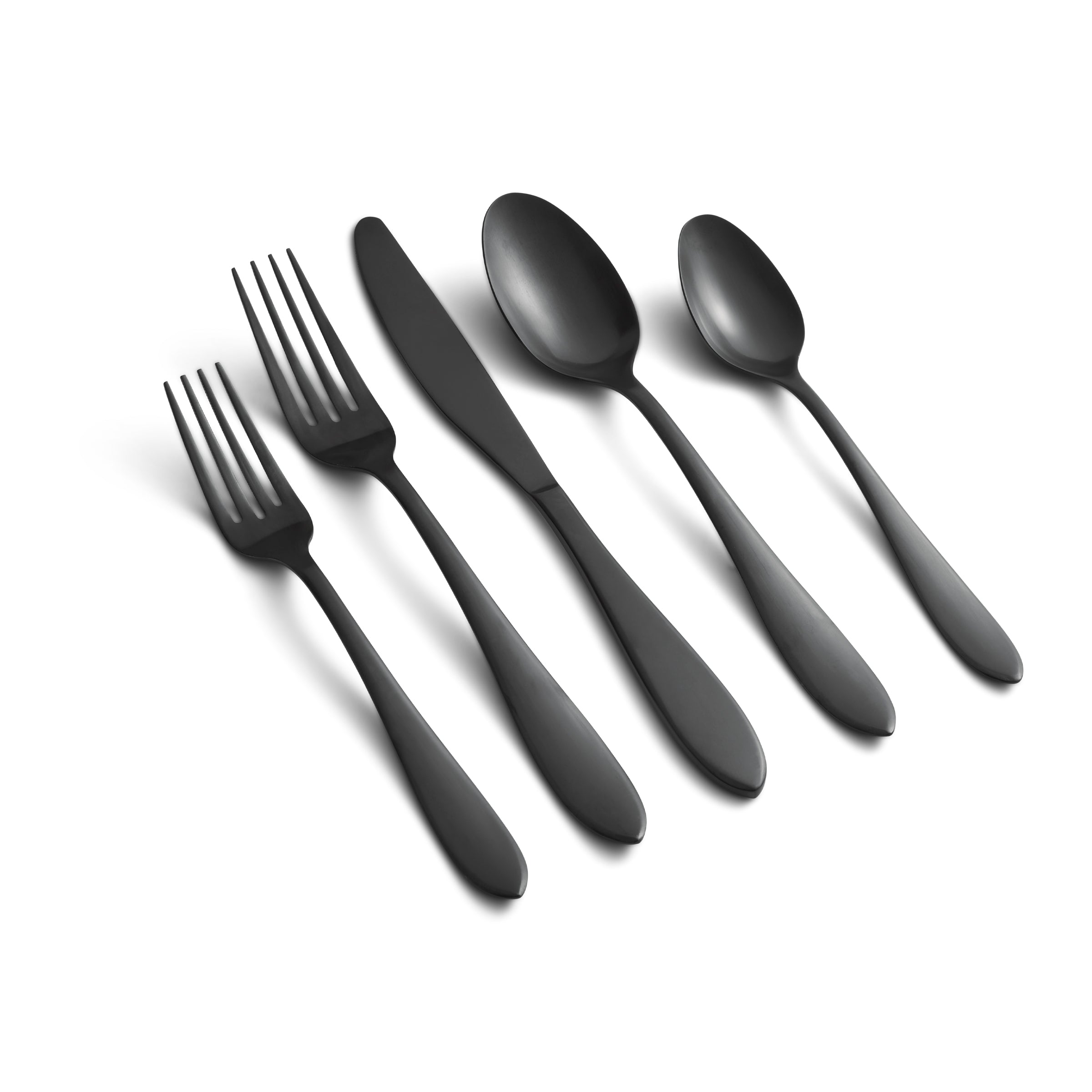 Delia Black Satin Flatware Set - 20 Piece for Stylish Dining