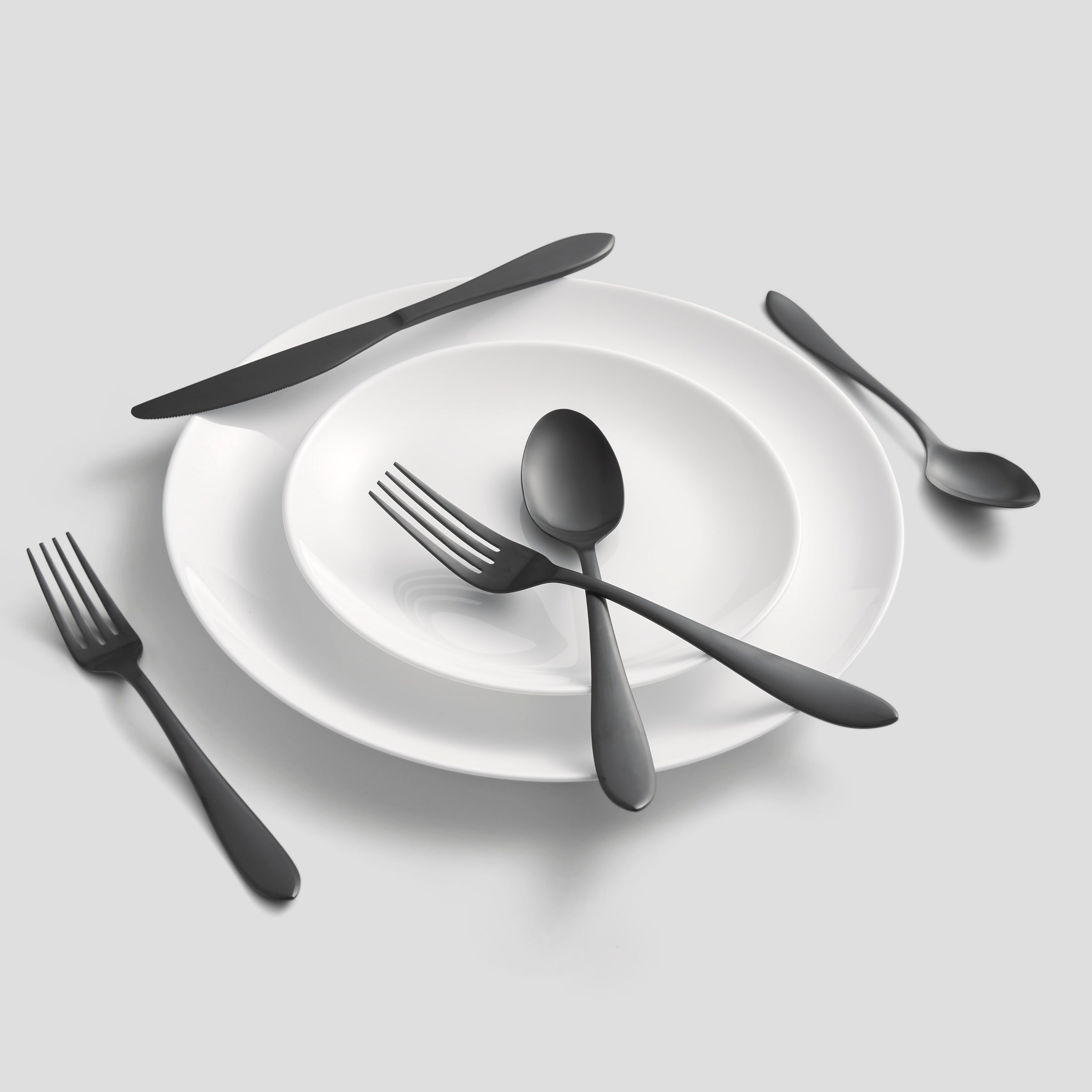 Delia Black Satin Flatware Set - 20 Piece for Stylish Dining