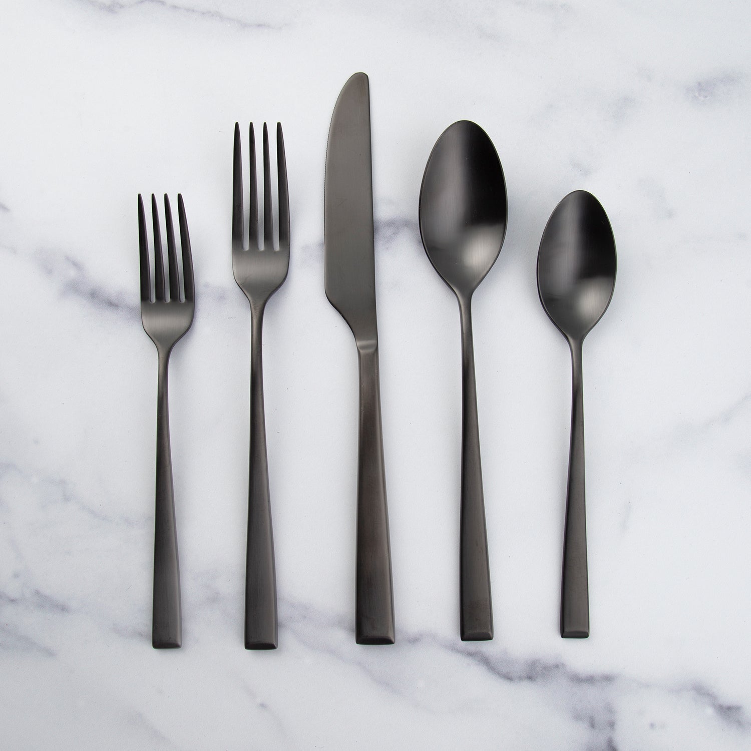 Marlise 20-Piece Black Satin Flatware Set for 4