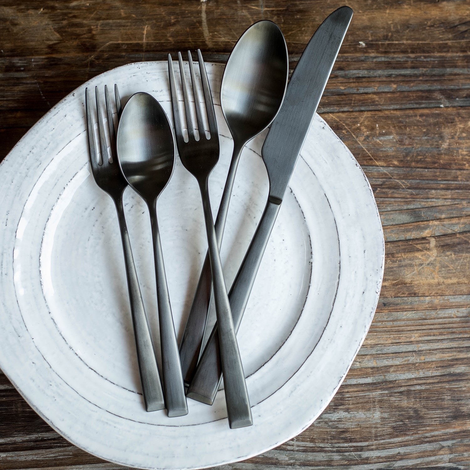 Marlise 20-Piece Black Satin Flatware Set for 4