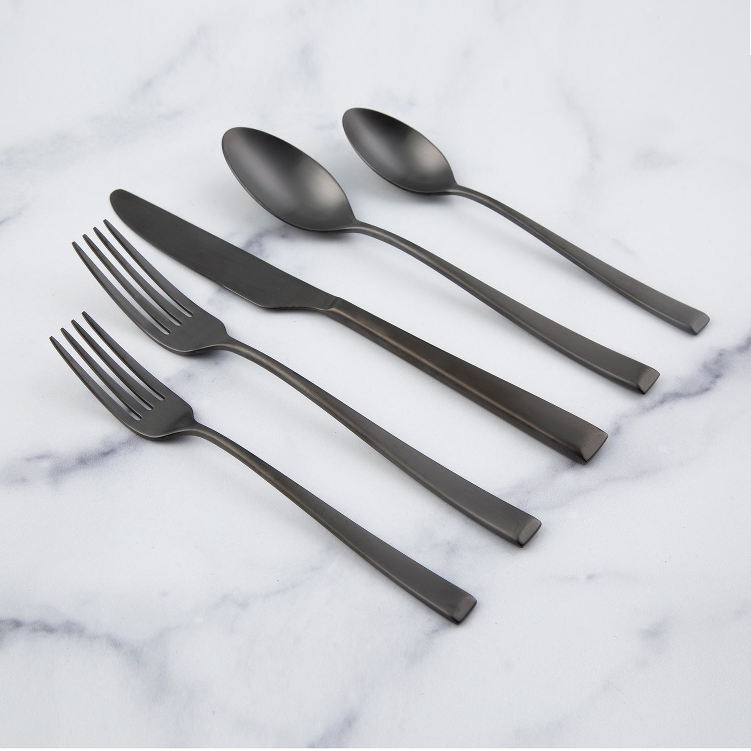 Marlise 20-Piece Black Satin Flatware Set for 4