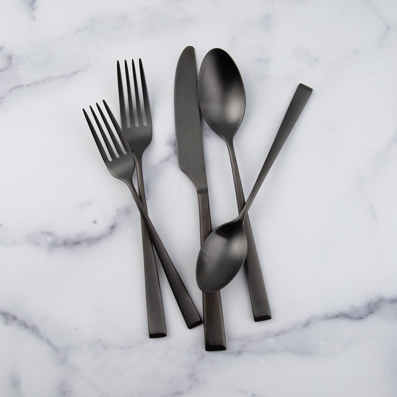 Marlise 20-Piece Black Satin Flatware Set for 4