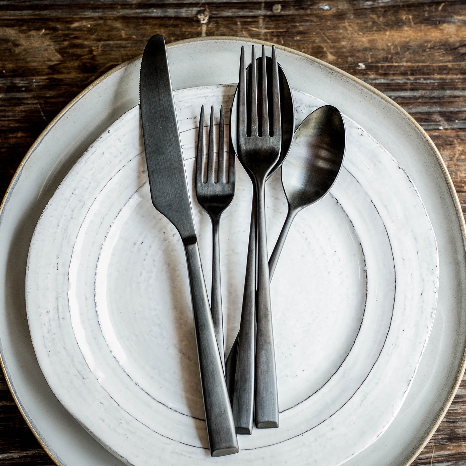 Marlise 20-Piece Black Satin Flatware Set for 4