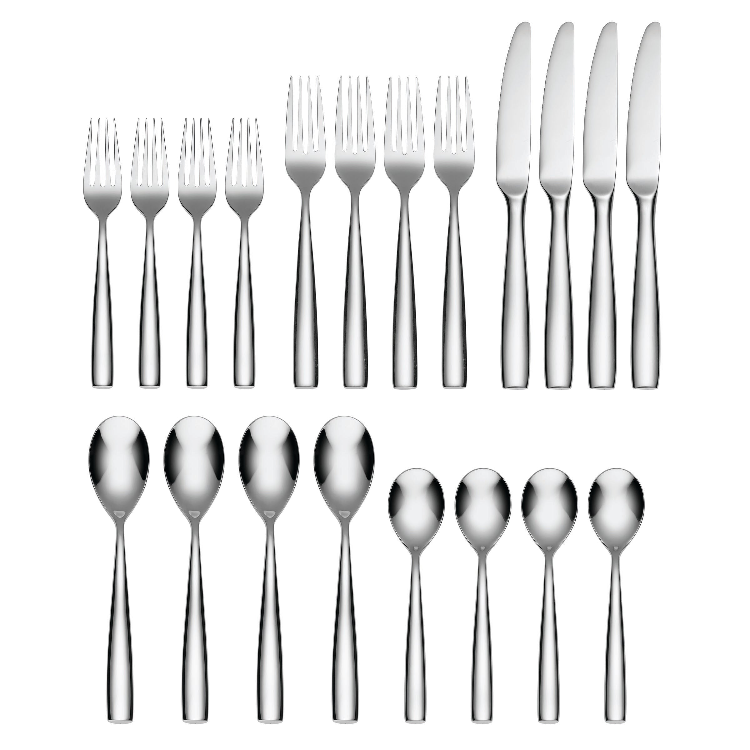Linden 20-Piece Mirror Flatware Set – Modern Sculpted Design