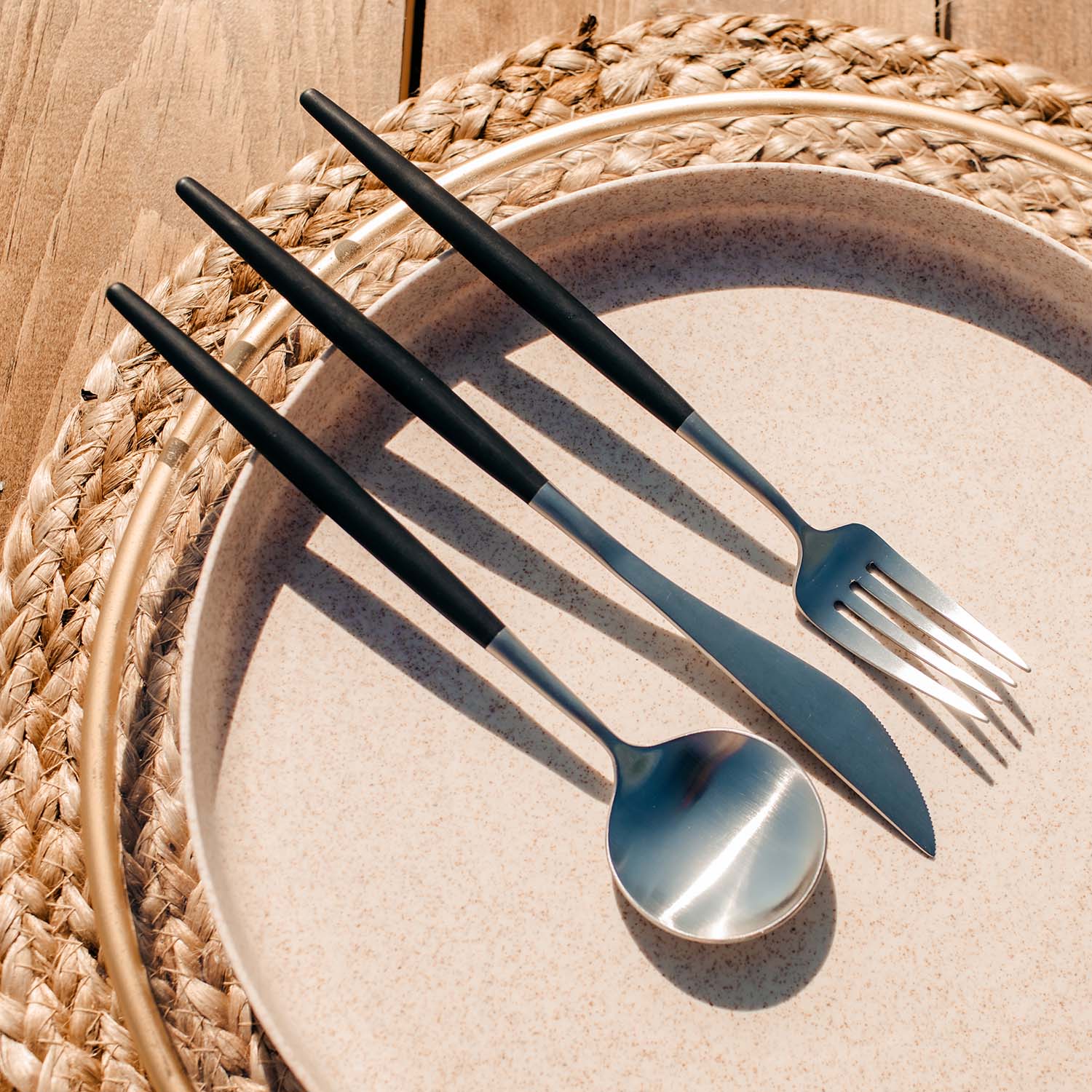 Sojourn 20-Piece Black Satin Flatware Set - 18/10 Stainless Steel