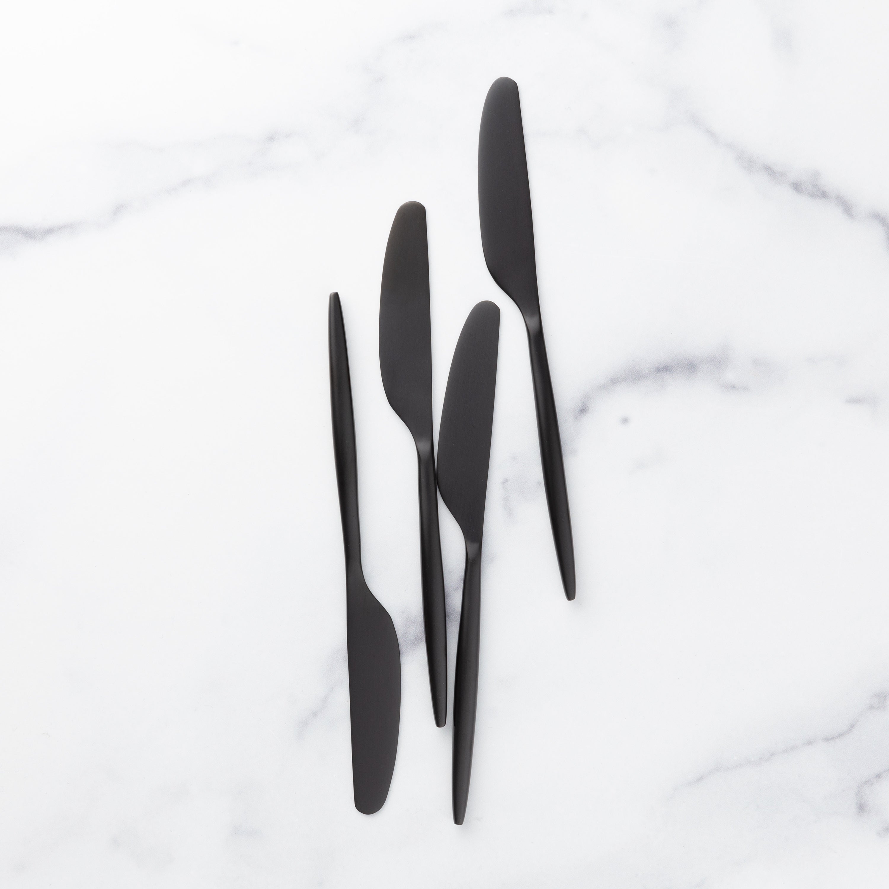 Black Satin Butter Knives Set of 4 - Scandinavian Style Spreader for Charcuterie Boards