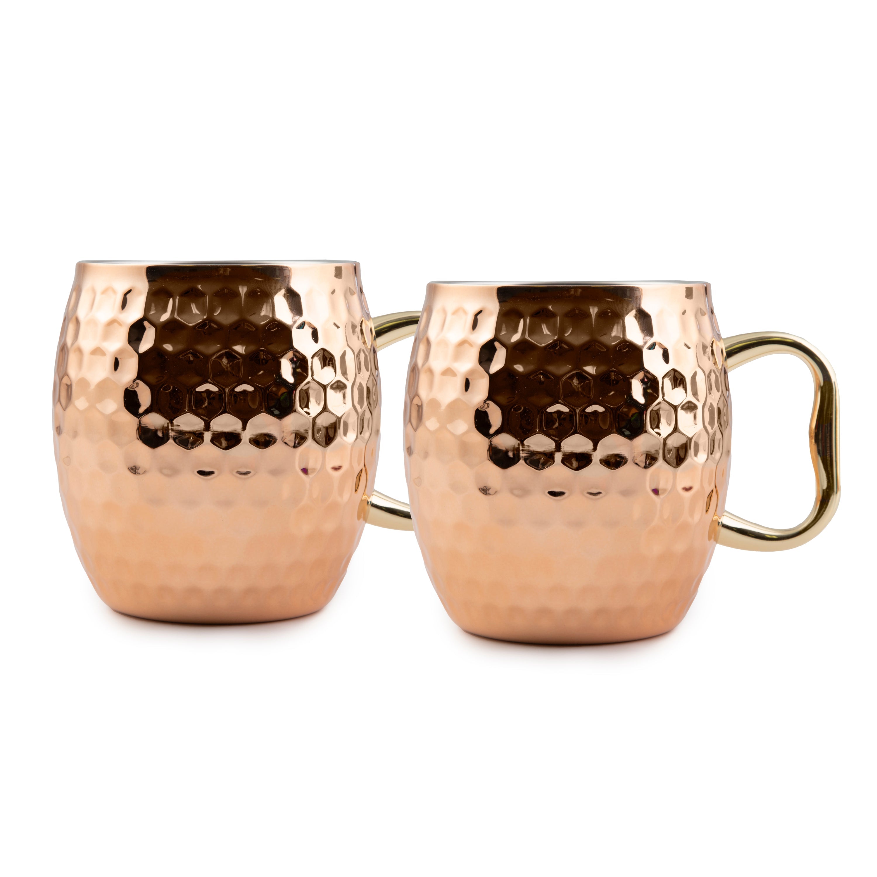 Hammered Copper Moscow Mule Mugs - Set of 2 Shatter-Resistant Cups