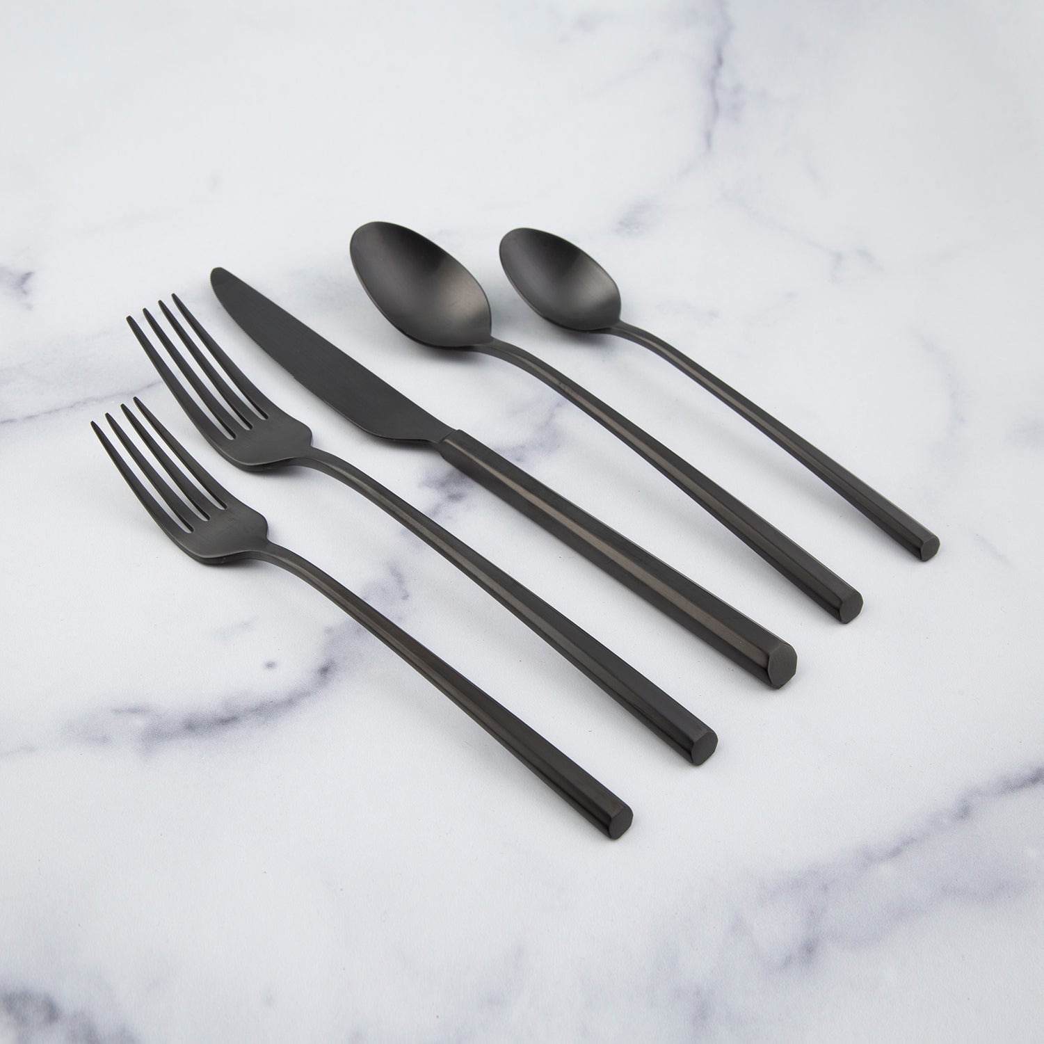 Isobel 20-Piece Black Satin Flatware Set - 18/10 Stainless Steel