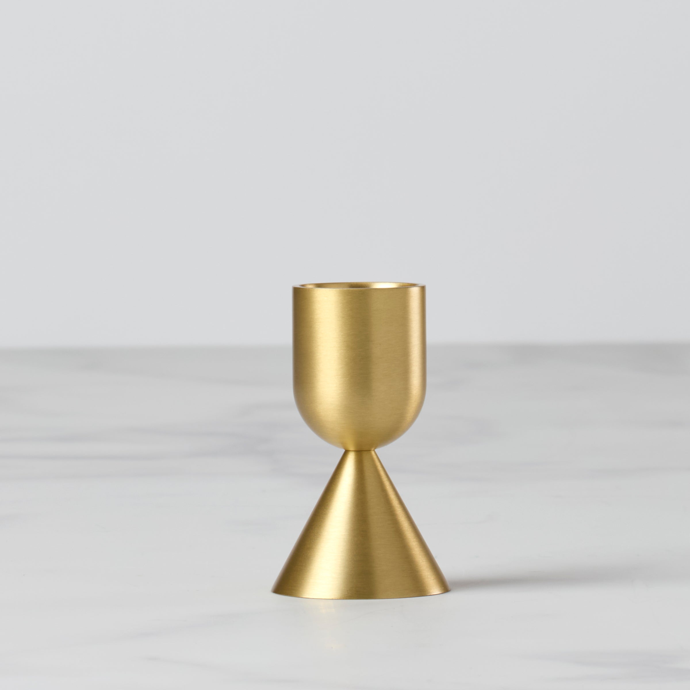 Brass Reversible Taper Candle Holder - Light Gold Modern Table Decor