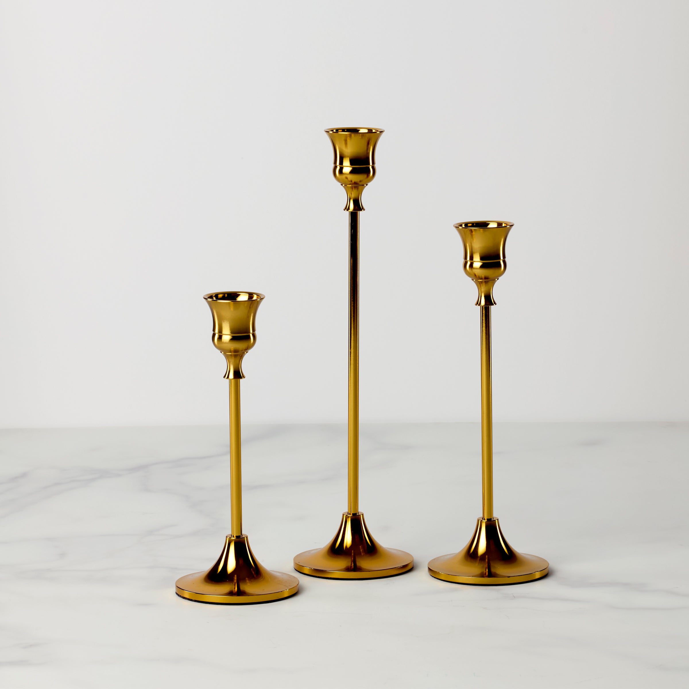 Gold Candle Holder Set - 3-Piece Classic Home Decor