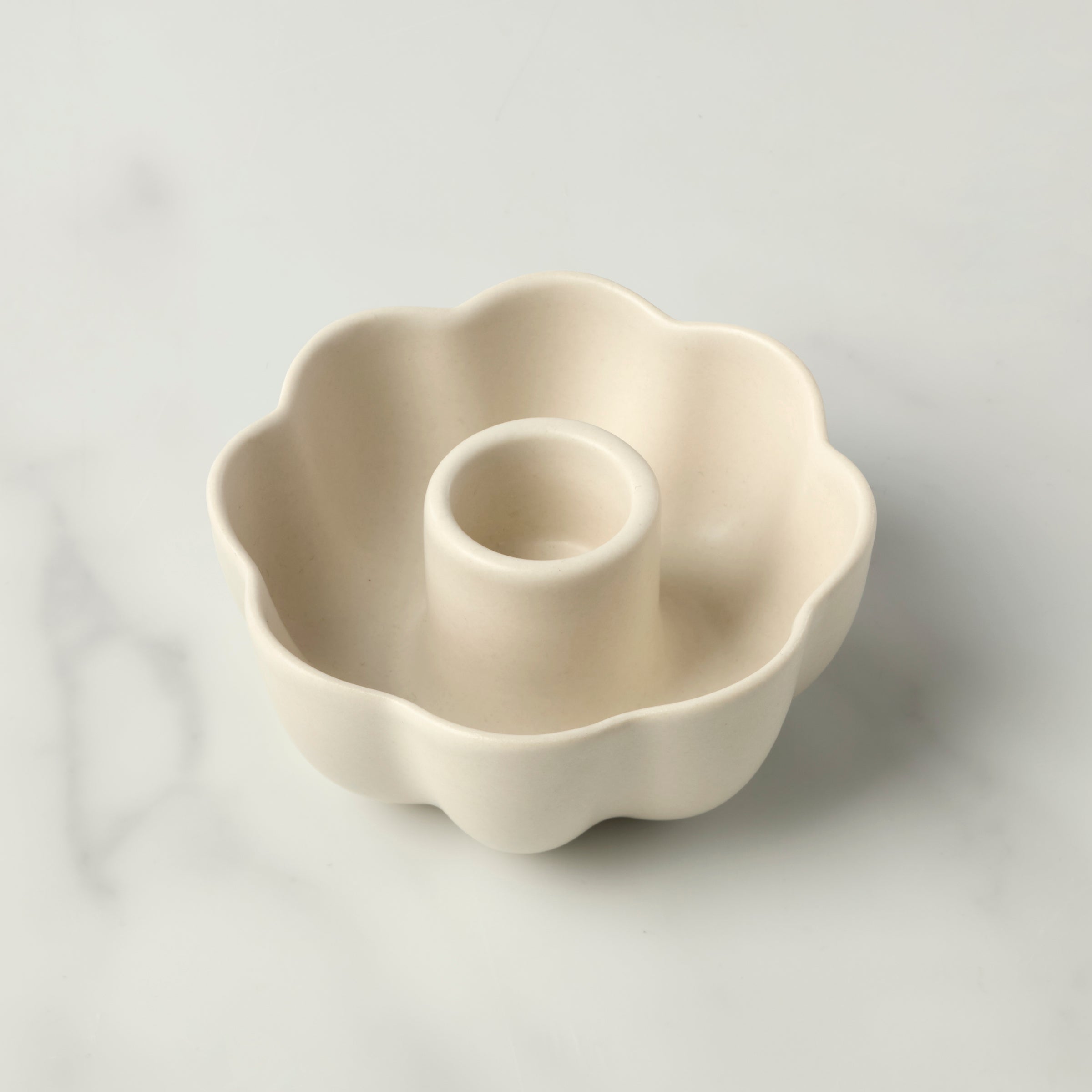 Fleur Scalloped Edge Taper Candle Holder - Matte Finish