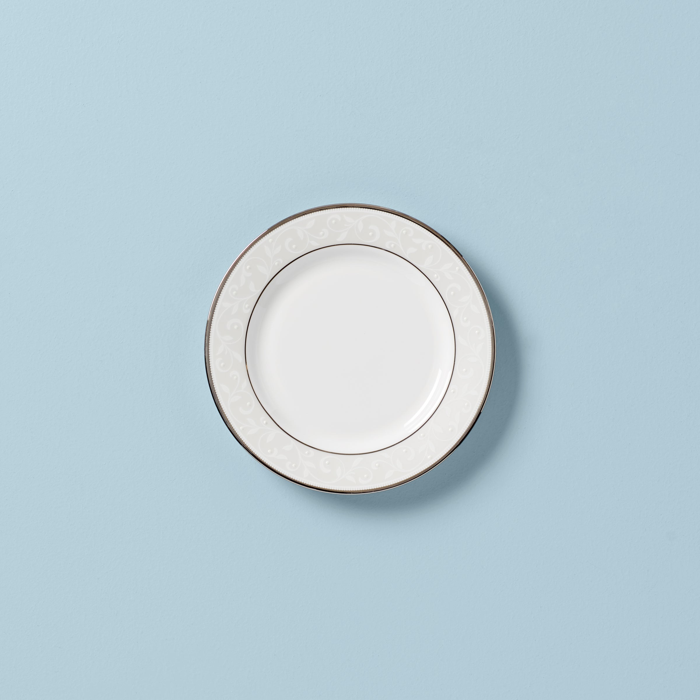 Opal Innocence Platinum Bone China Bread Plate – Handcrafted Dishwasher-Safe