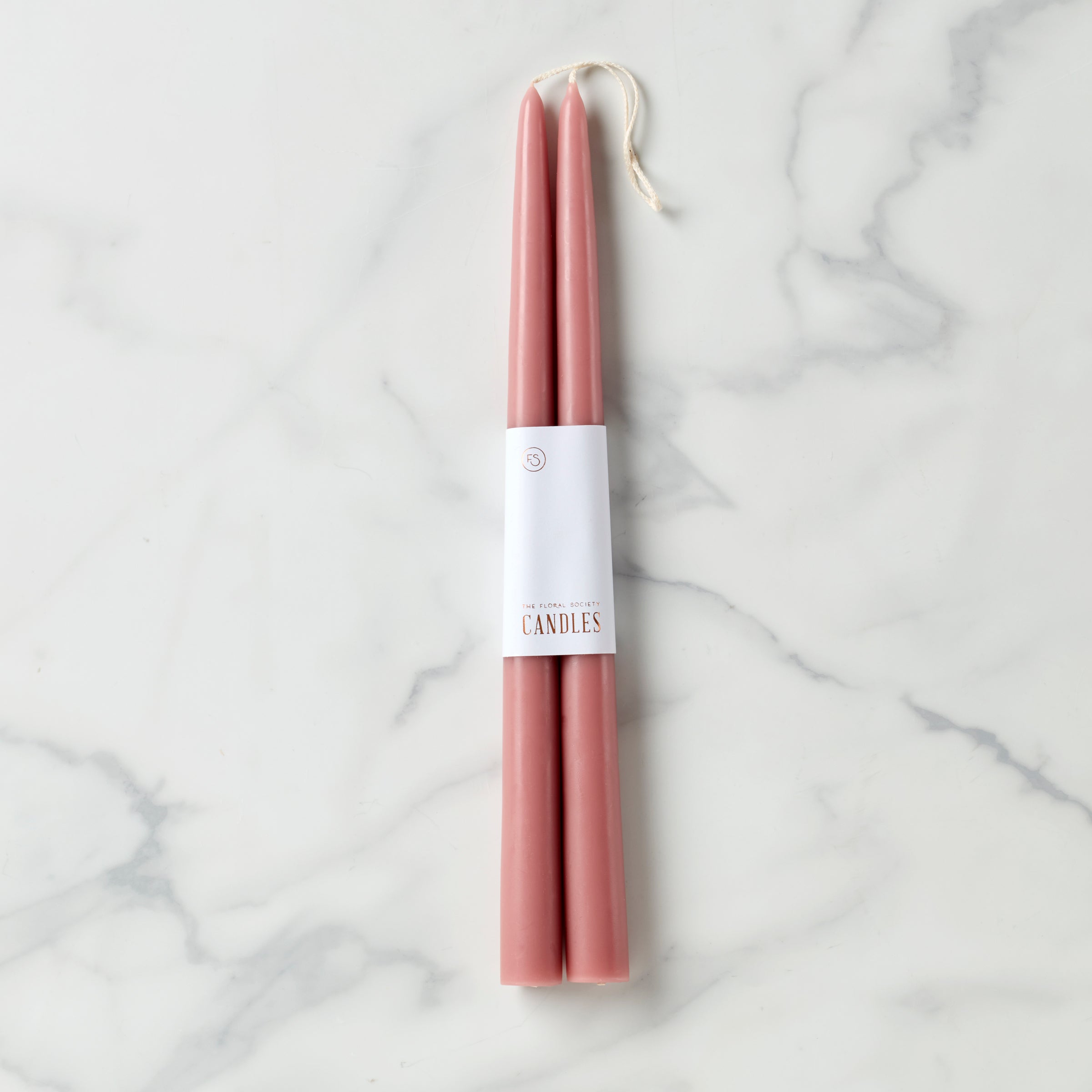 Hand-Dipped Rose Taper Candles - 12" Pair for Clean Burn