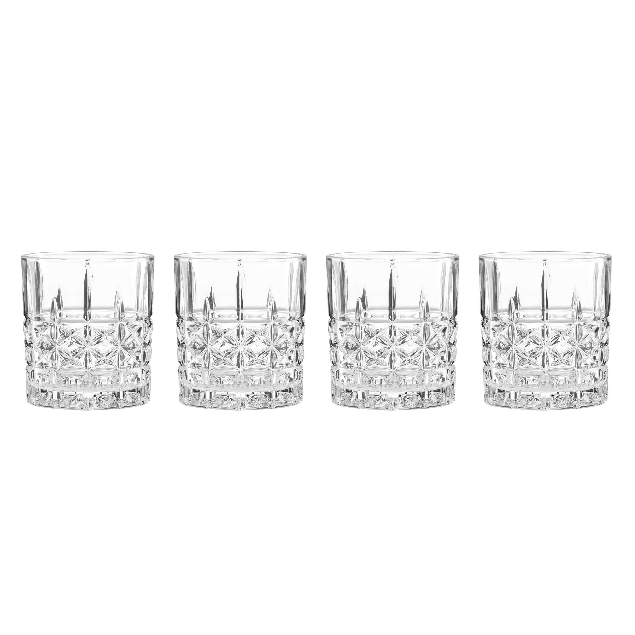 Apollo Double Old Fashioned Glasses Set - 4 Crystal-Cut Barware