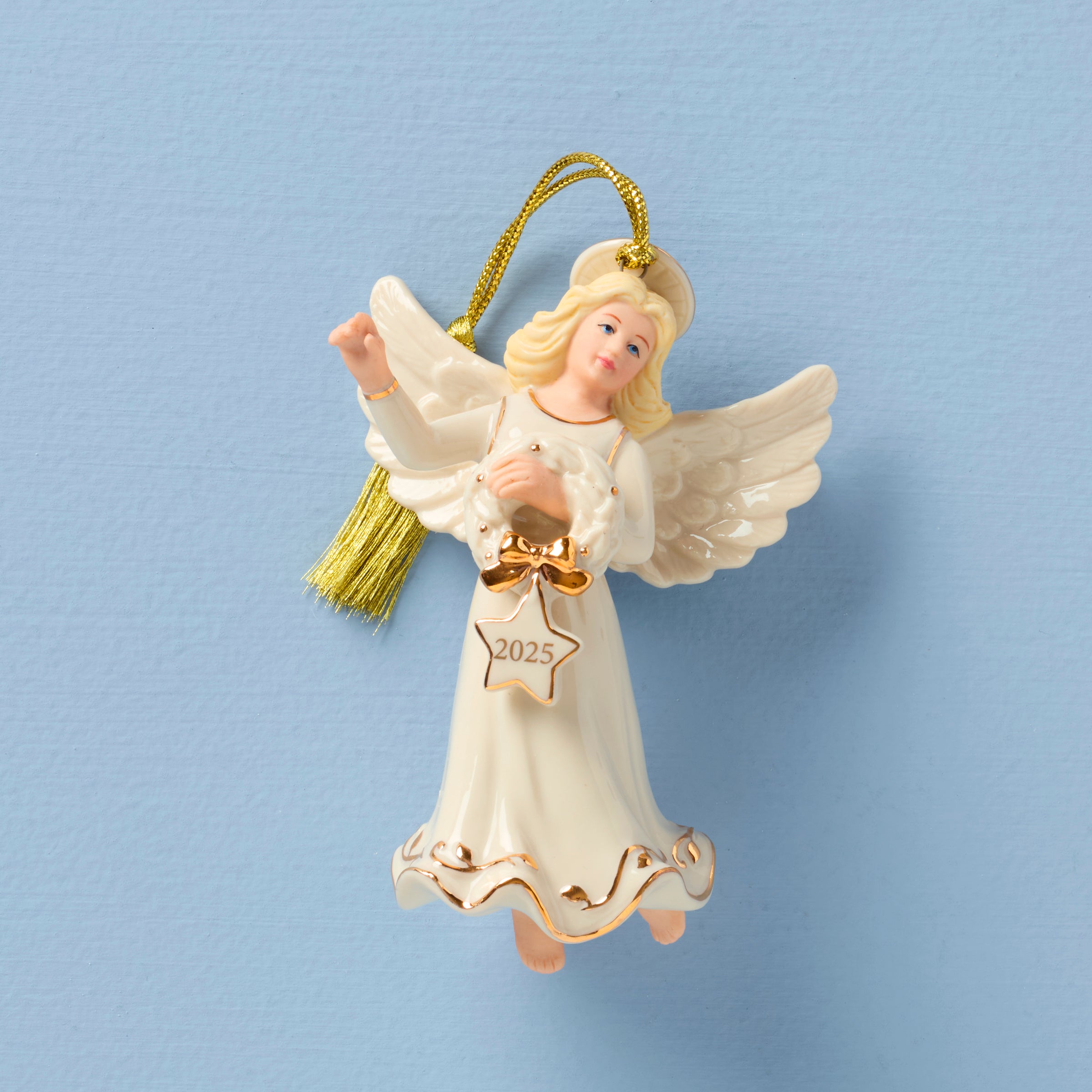 2025 Porcelain Angel Ornament with 24K Gold Details