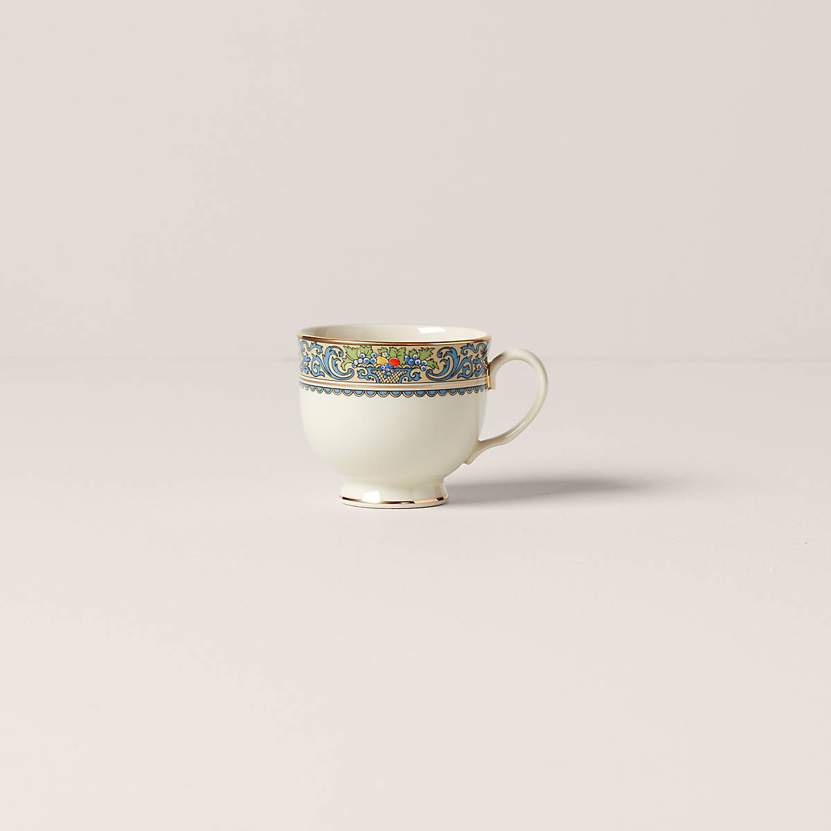 Luxury Autumn Teacup with 24K Gold Accents & Hand-Painted Floral Motif