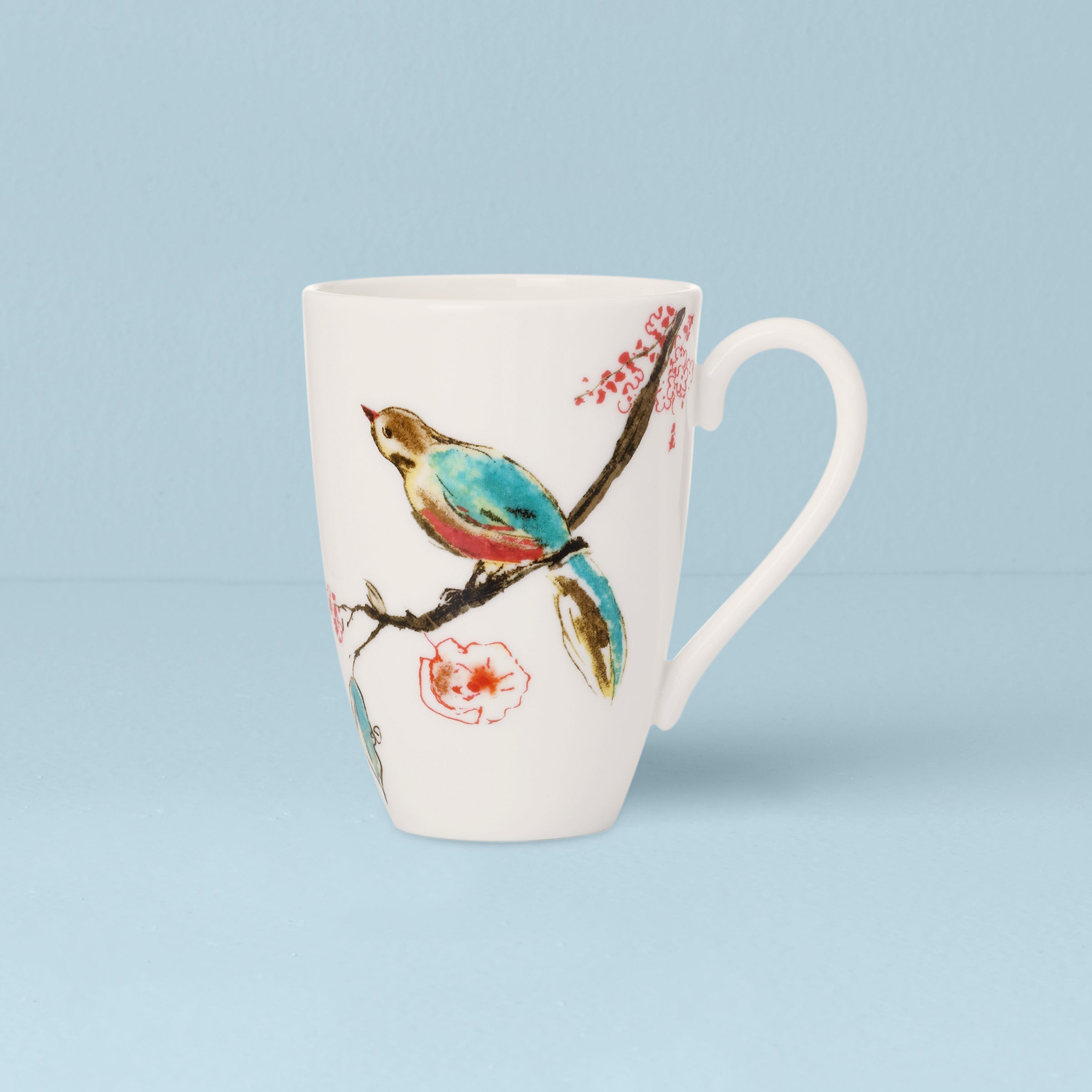 Porcelain Chirp Mug with Watercolor Bird Design – Durable Everyday Use