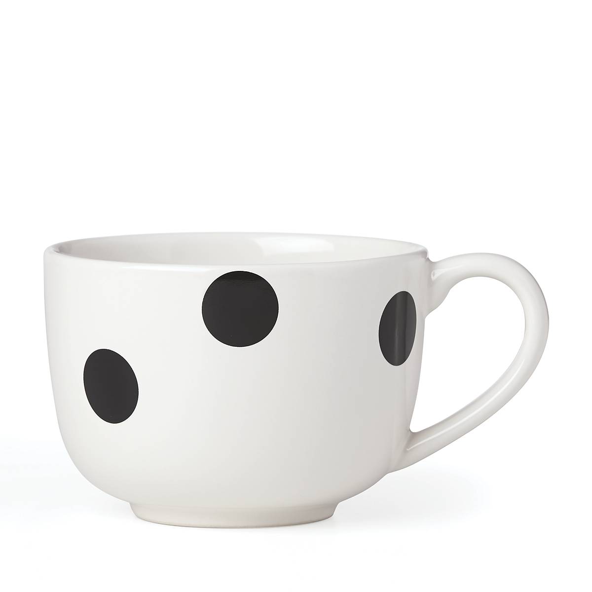 Kate Spade Deco Dot Black Latte Mug - Ceramic Coffee Cup