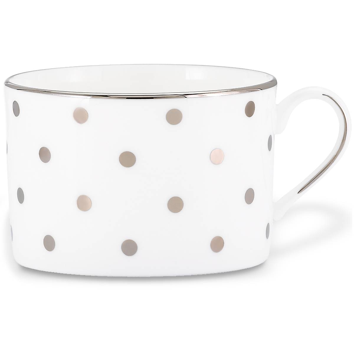 Kate Spade Platinum Polka Dot Bone China Cup - Dishwasher Safe