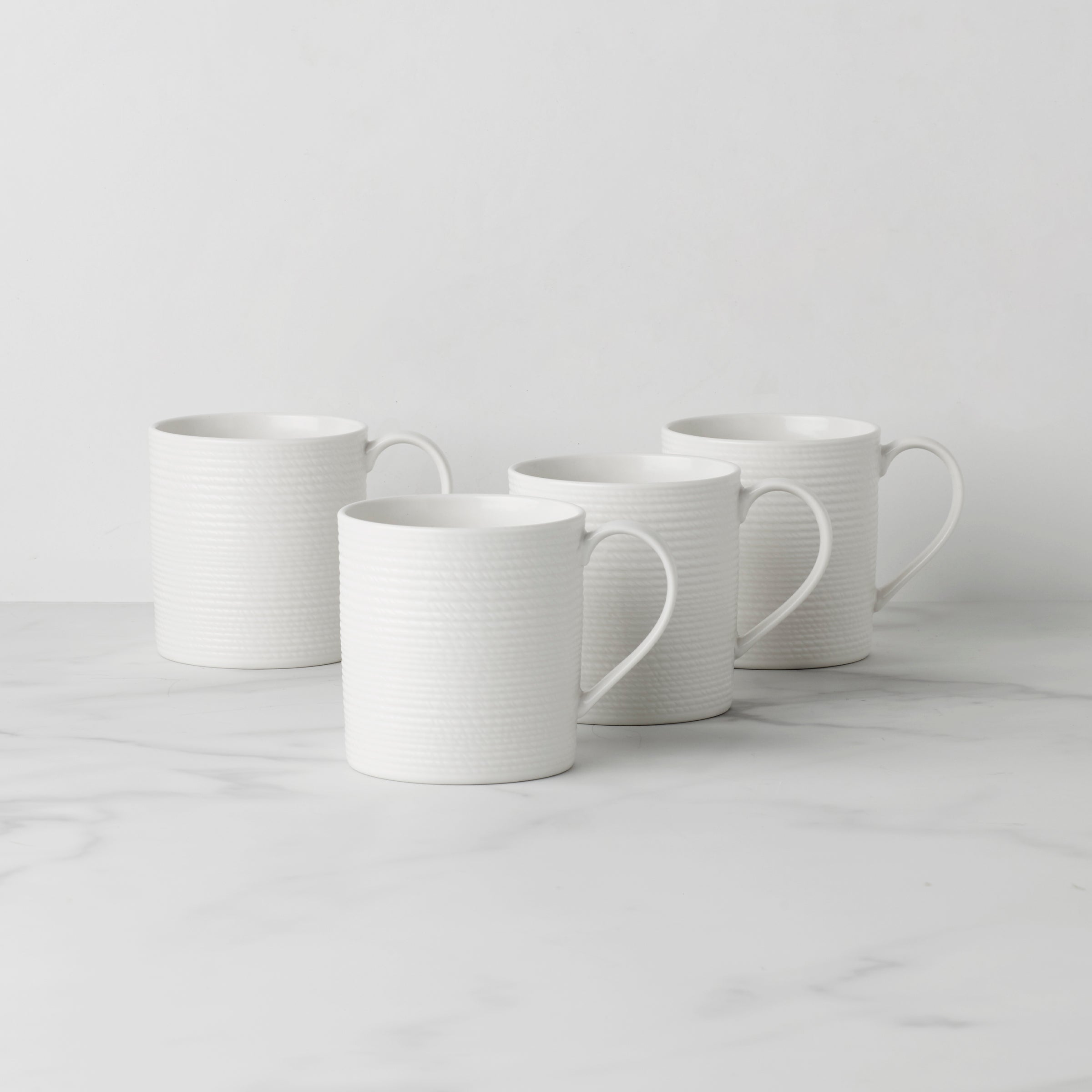 LX Collective Textured Porcelain Mugs - Set of 4 White