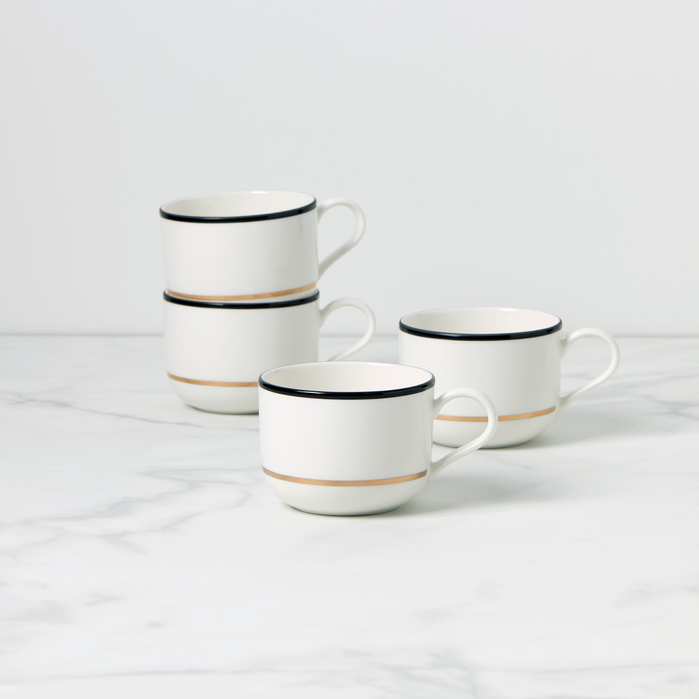 Kate Spade New York Black & Gold Mugs - Set of 4